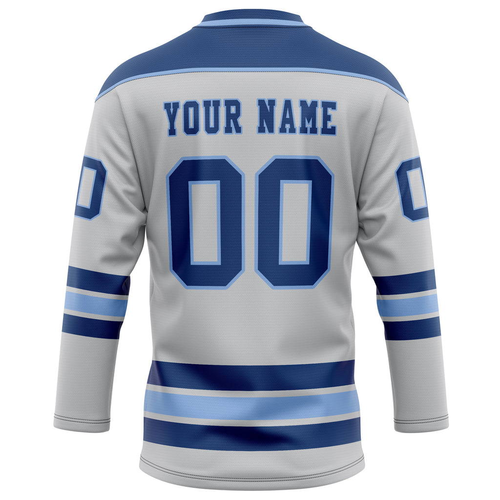 Personalized Gray & Royal Solid Colour Hockey Jersey