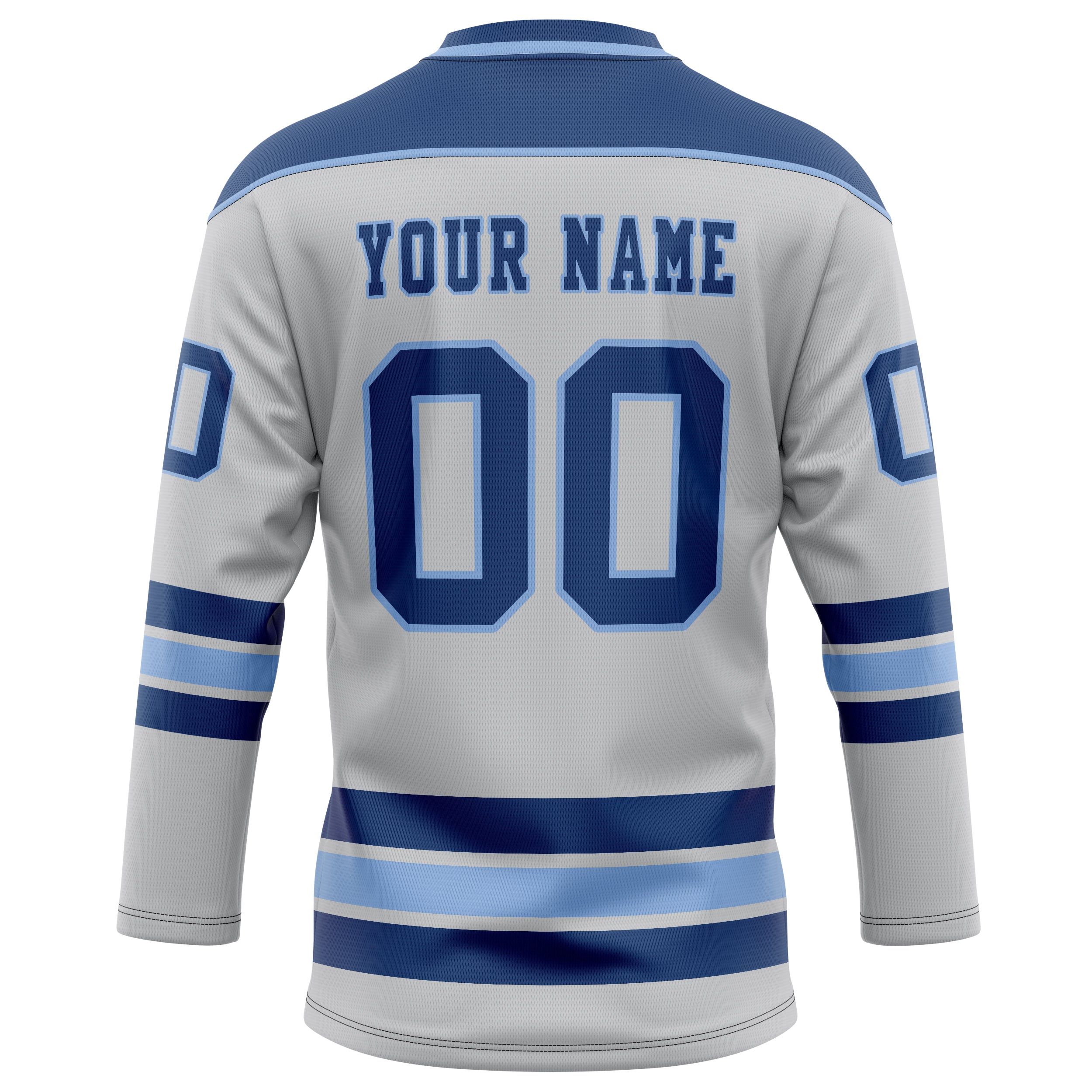 Personalized Gray & Royal Solid Colour Hockey Jersey