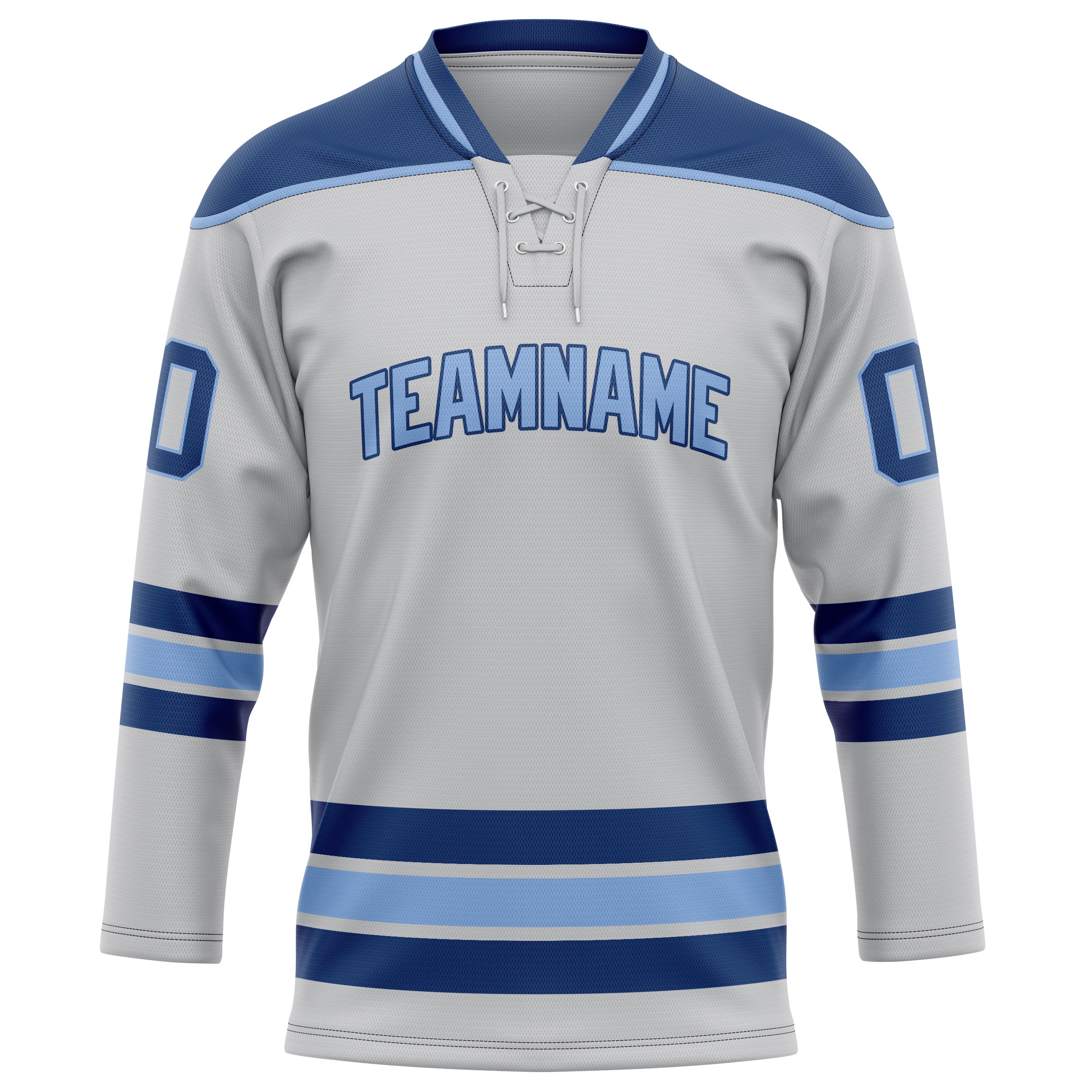 Personalized Gray & Royal Solid Colour Hockey Jersey