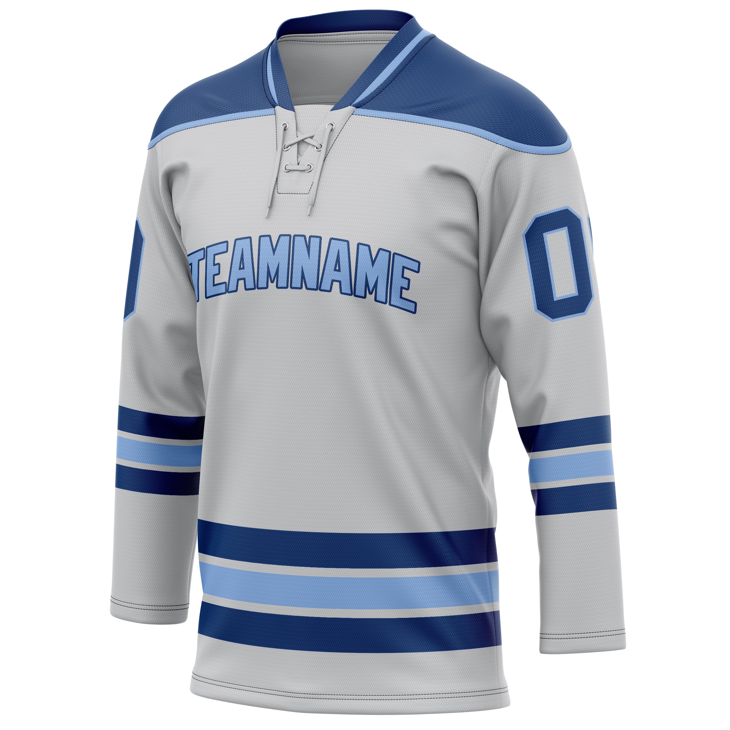 Personalized Gray & Royal Solid Colour Hockey Jersey