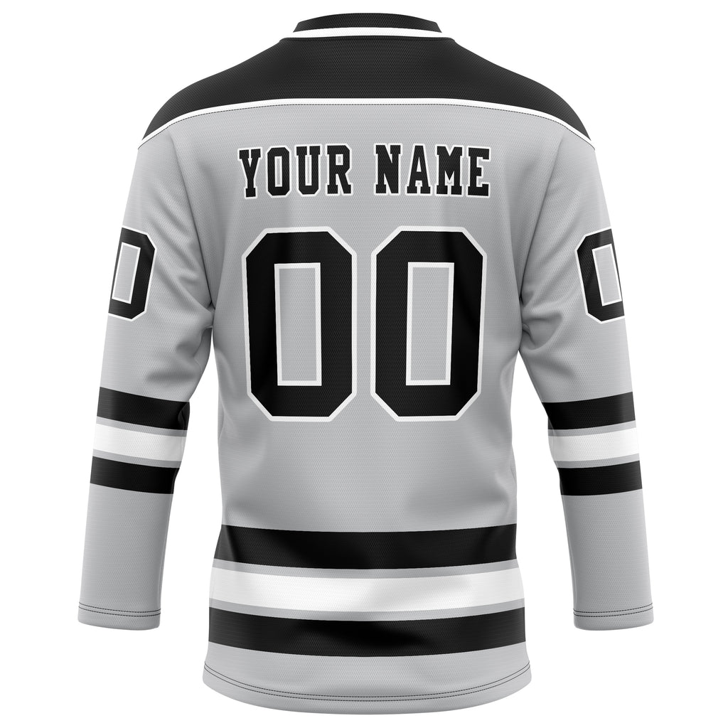Personalized Gray & Black Solid Colour Hockey Jersey