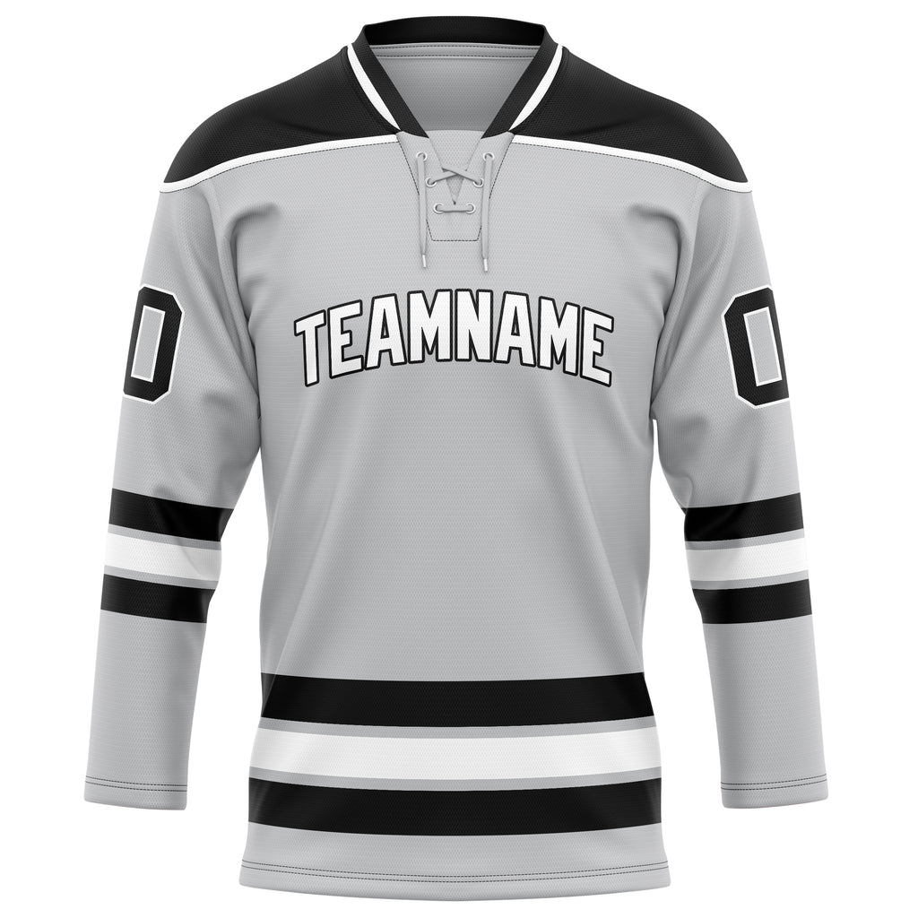 Personalized Gray & Black Solid Colour Hockey Jersey