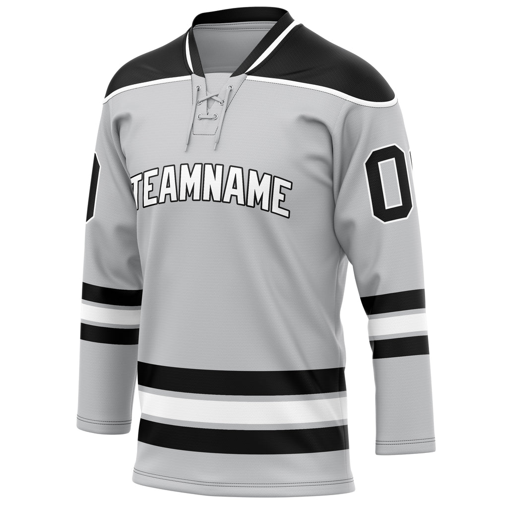 Personalized Gray & Black Solid Colour Hockey Jersey