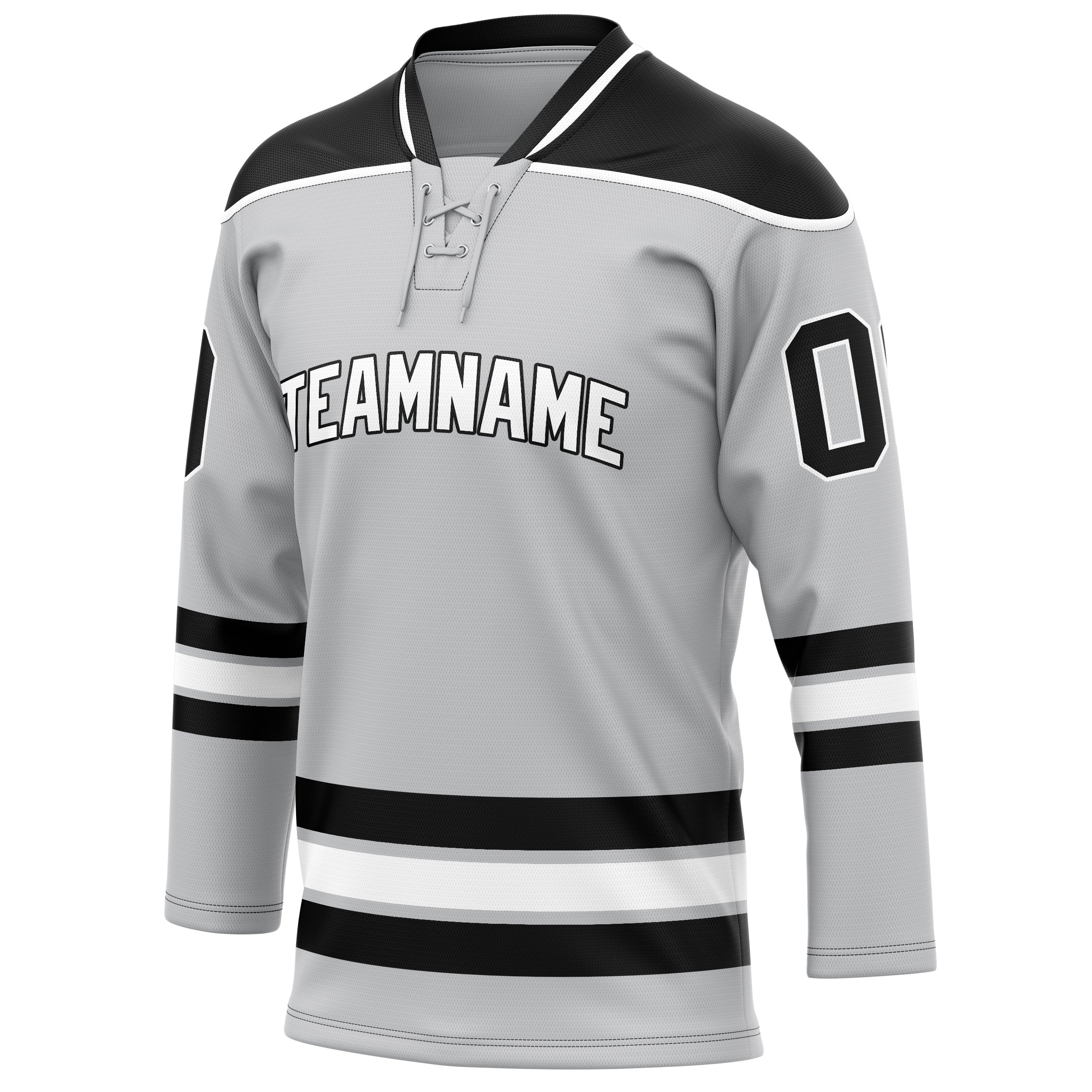 Personalized Gray & Black Solid Colour Hockey Jersey