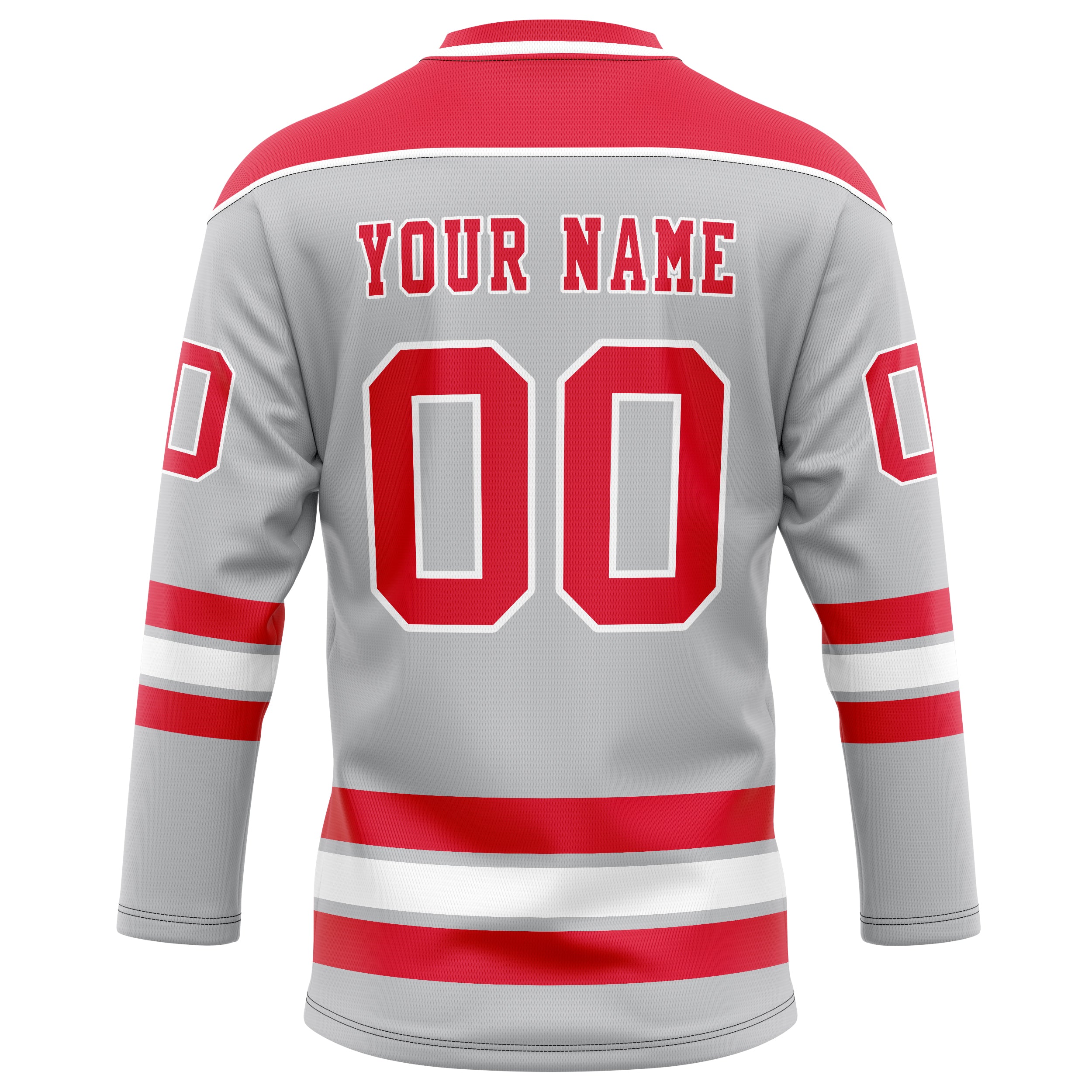 Personalized Gray & Red Solid Colour Hockey Jersey