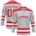 Personalized Gray & Red Solid Colour Hockey Jersey
