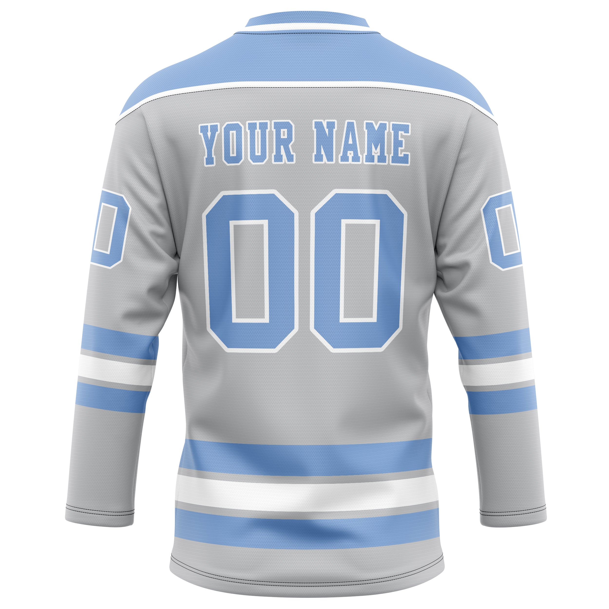 Personalized Gray & Light Blue Solid Colour Hockey Jersey