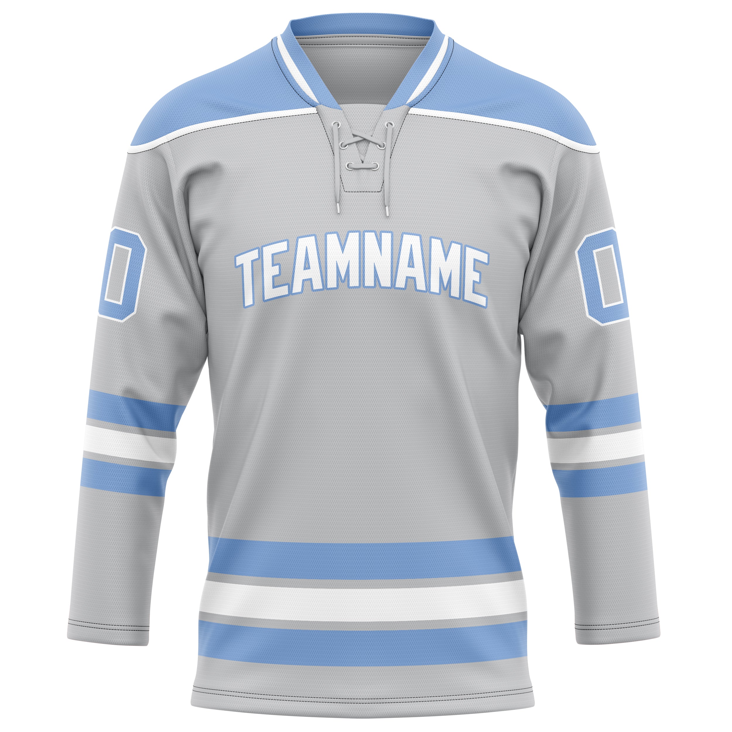 Personalized Gray & Light Blue Solid Colour Hockey Jersey