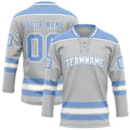 Personalized Gray & Light Blue Solid Colour Hockey Jersey