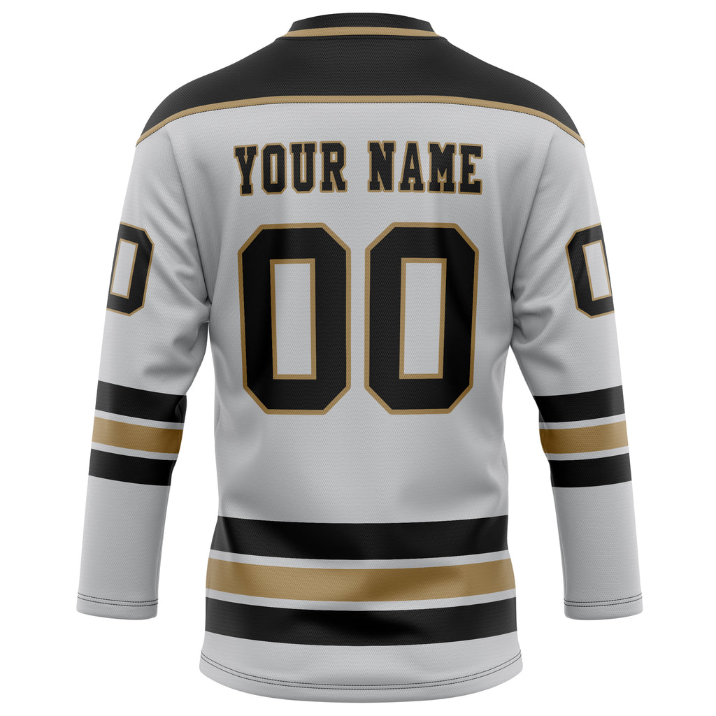 Personalized Gray & Black Solid Colour Hockey Jersey