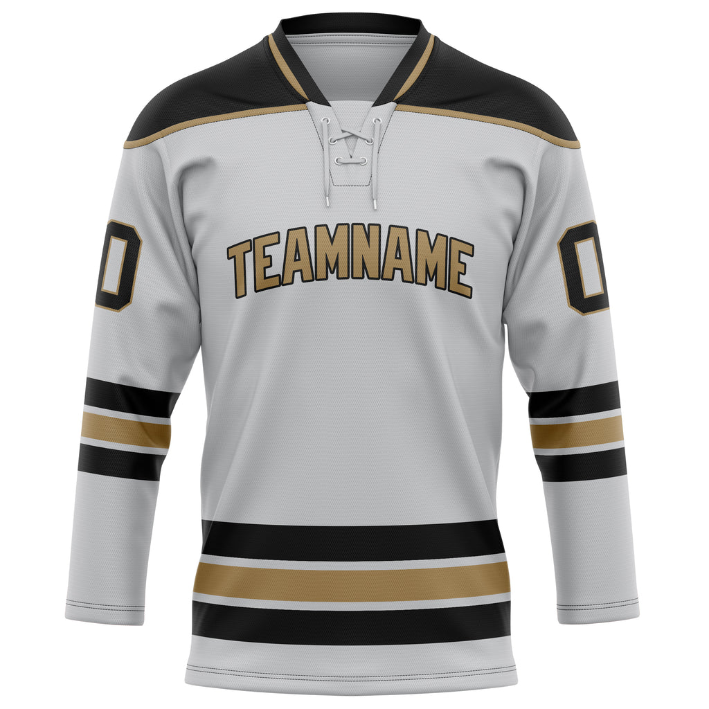 Personalized Gray & Black Solid Colour Hockey Jersey