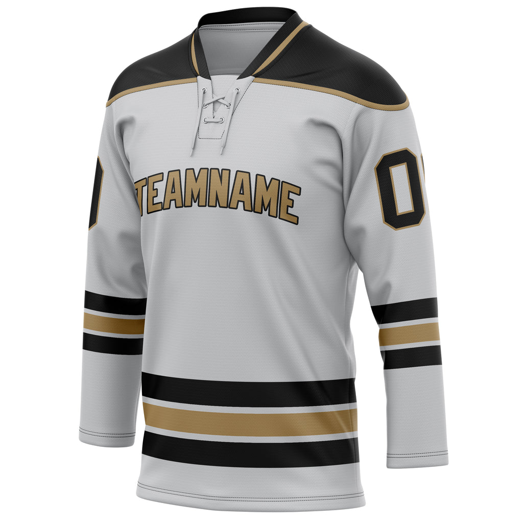 Personalized Gray & Black Solid Colour Hockey Jersey