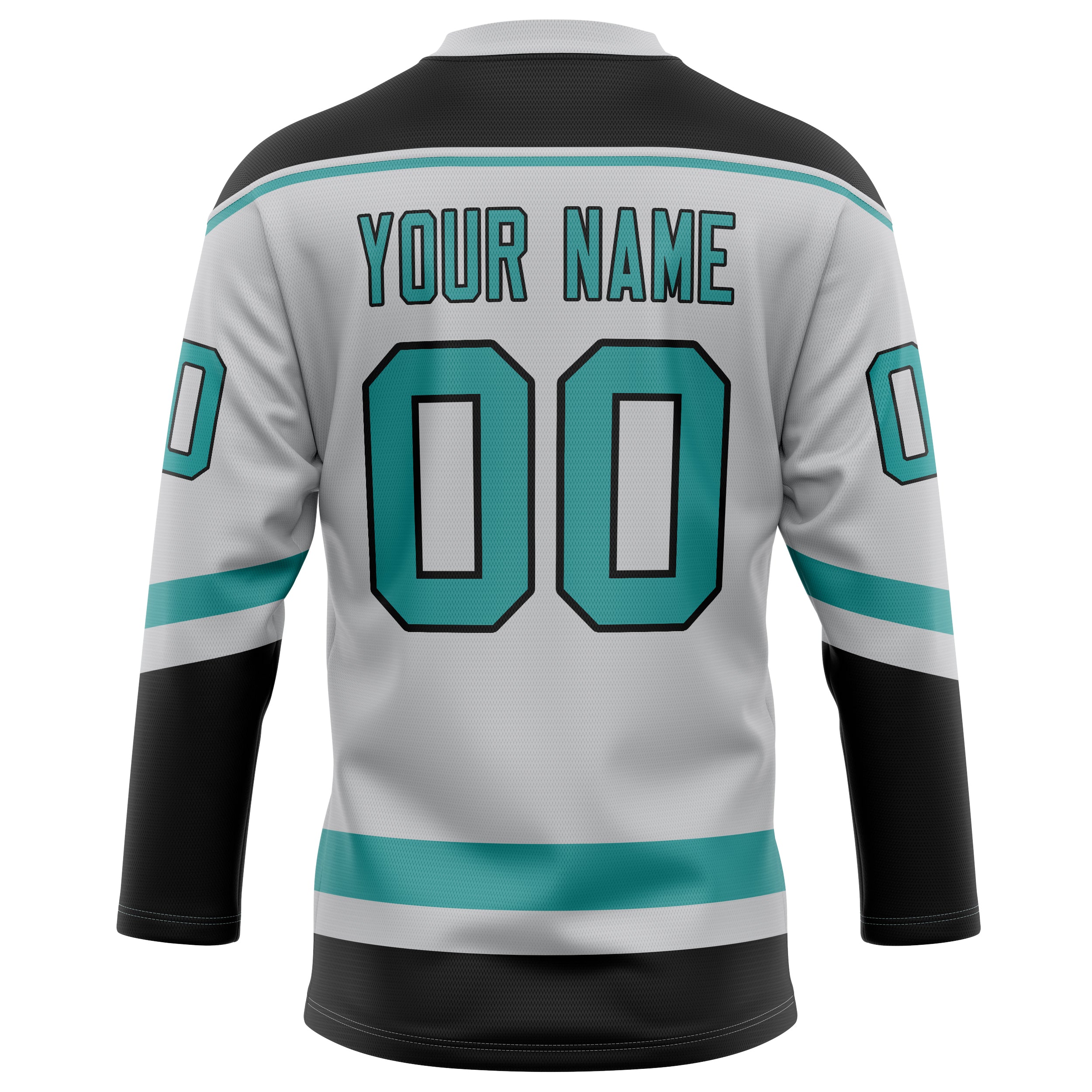 Personalized Gray & Teal Solid Colour Hockey Jersey