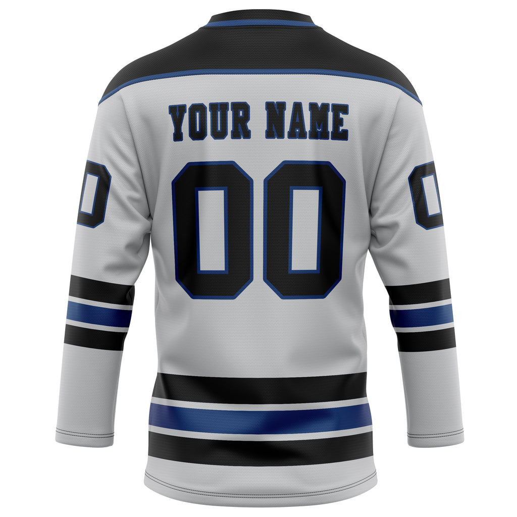 Personalized Gray & Black Solid Colour Hockey Jersey