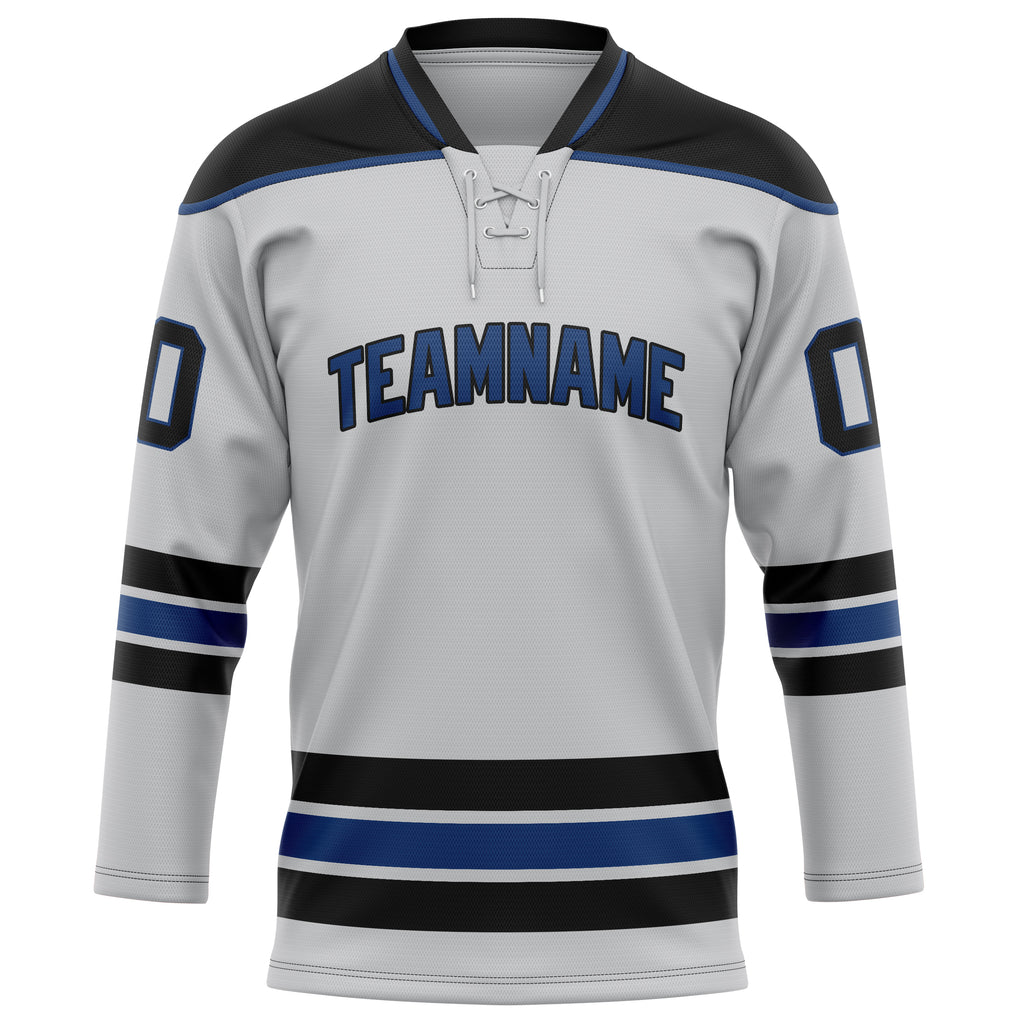 Personalized Gray & Black Solid Colour Hockey Jersey