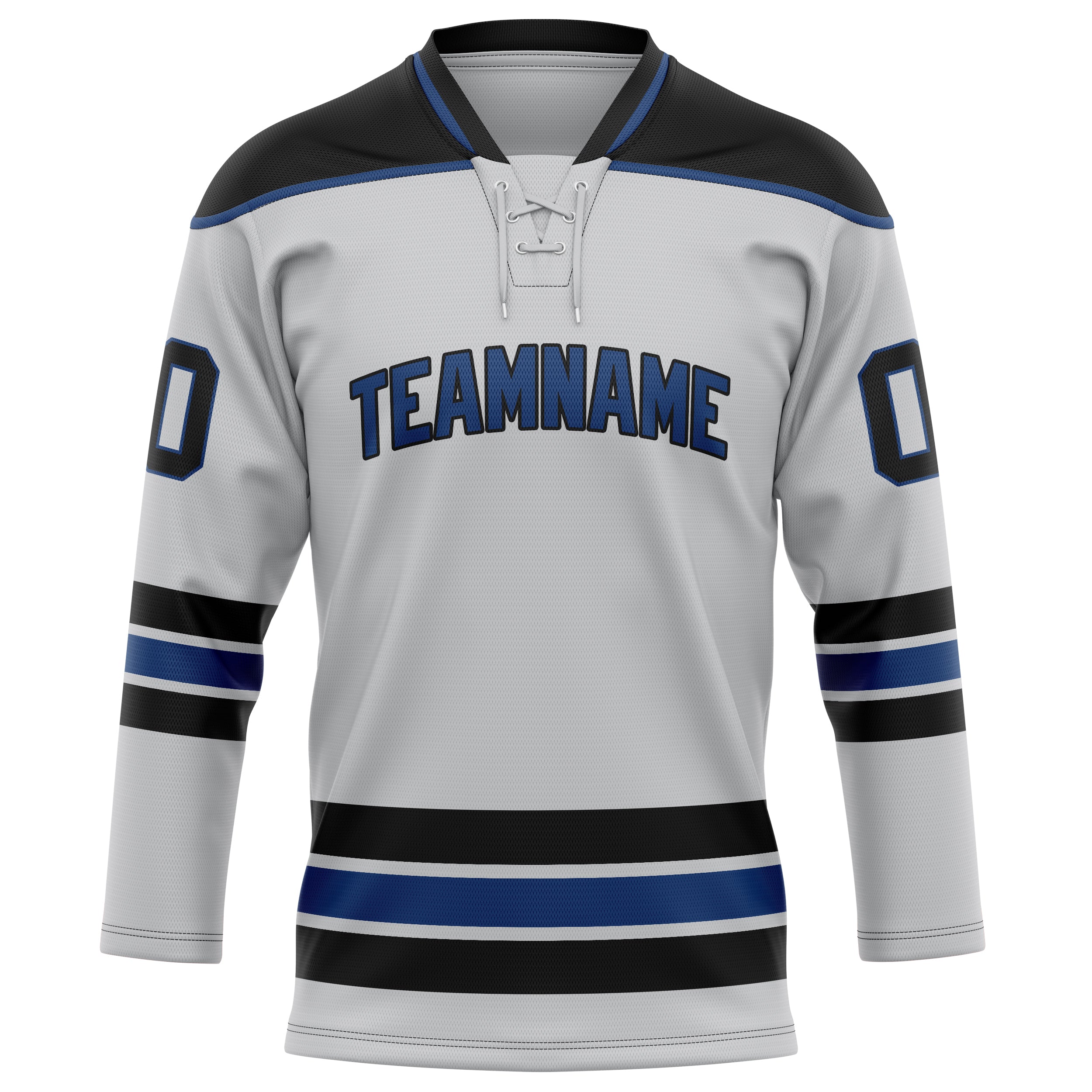 Personalized Gray & Black Solid Colour Hockey Jersey