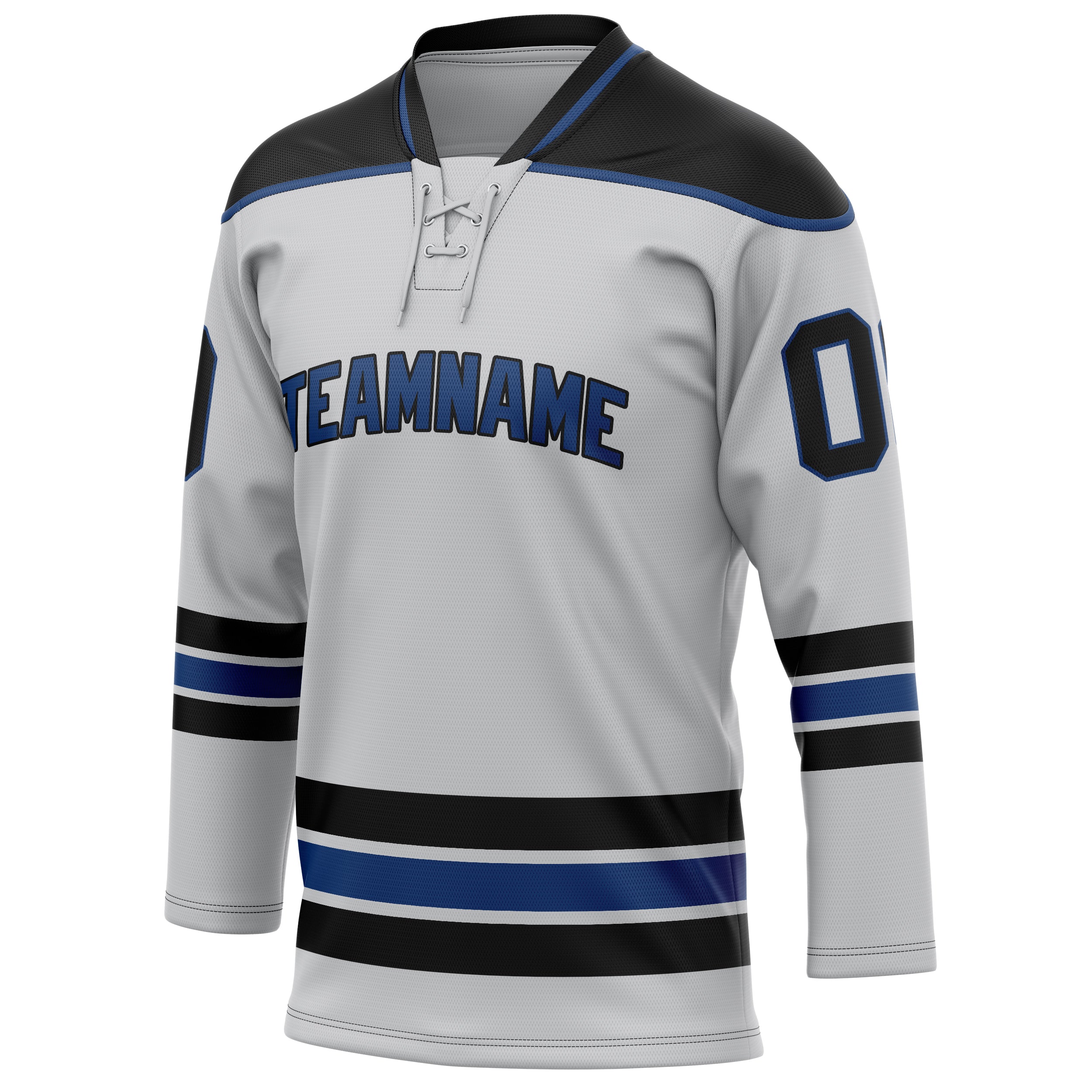 Personalized Gray & Black Solid Colour Hockey Jersey