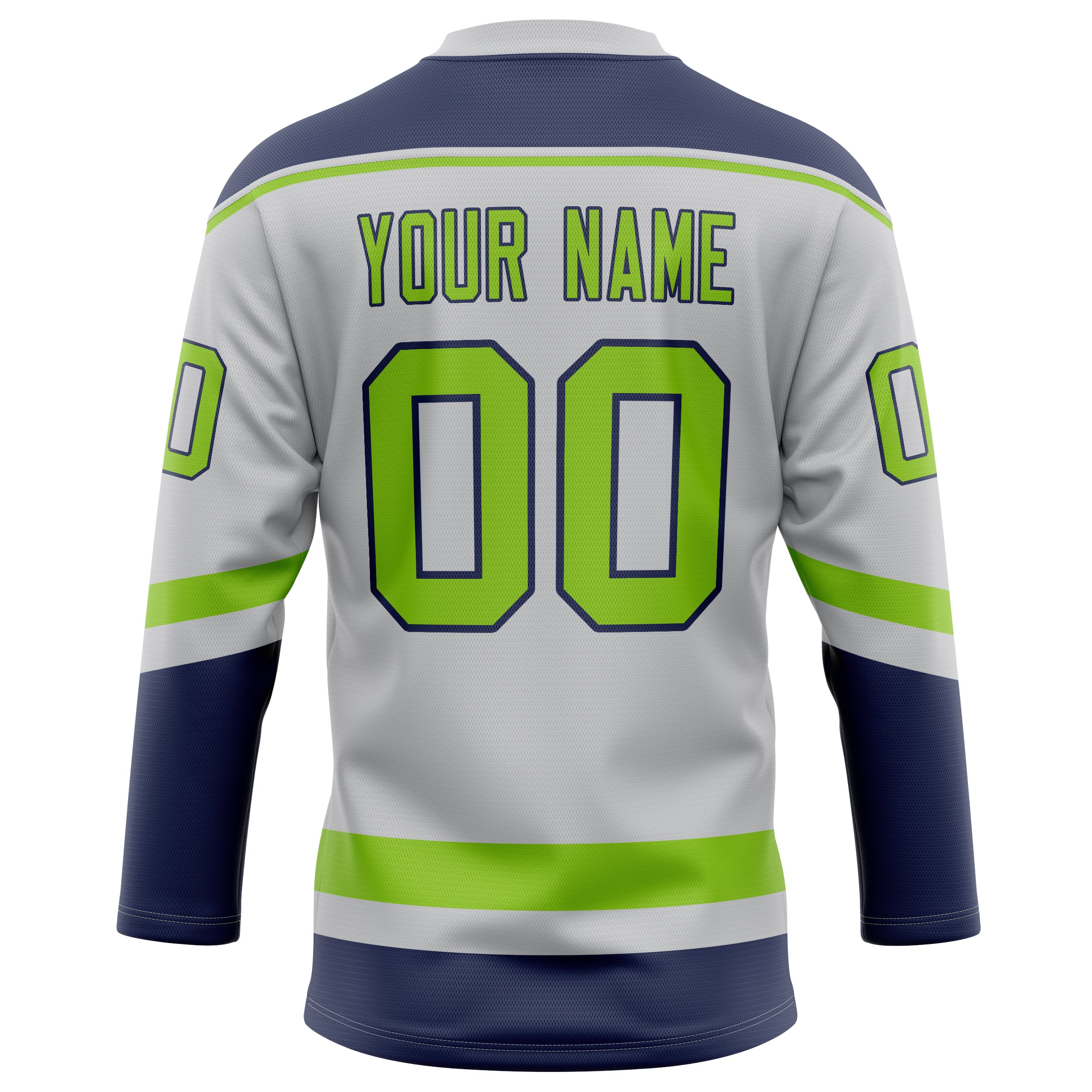 Personalized Gray & Neon Green Solid Colour Hockey Jersey
