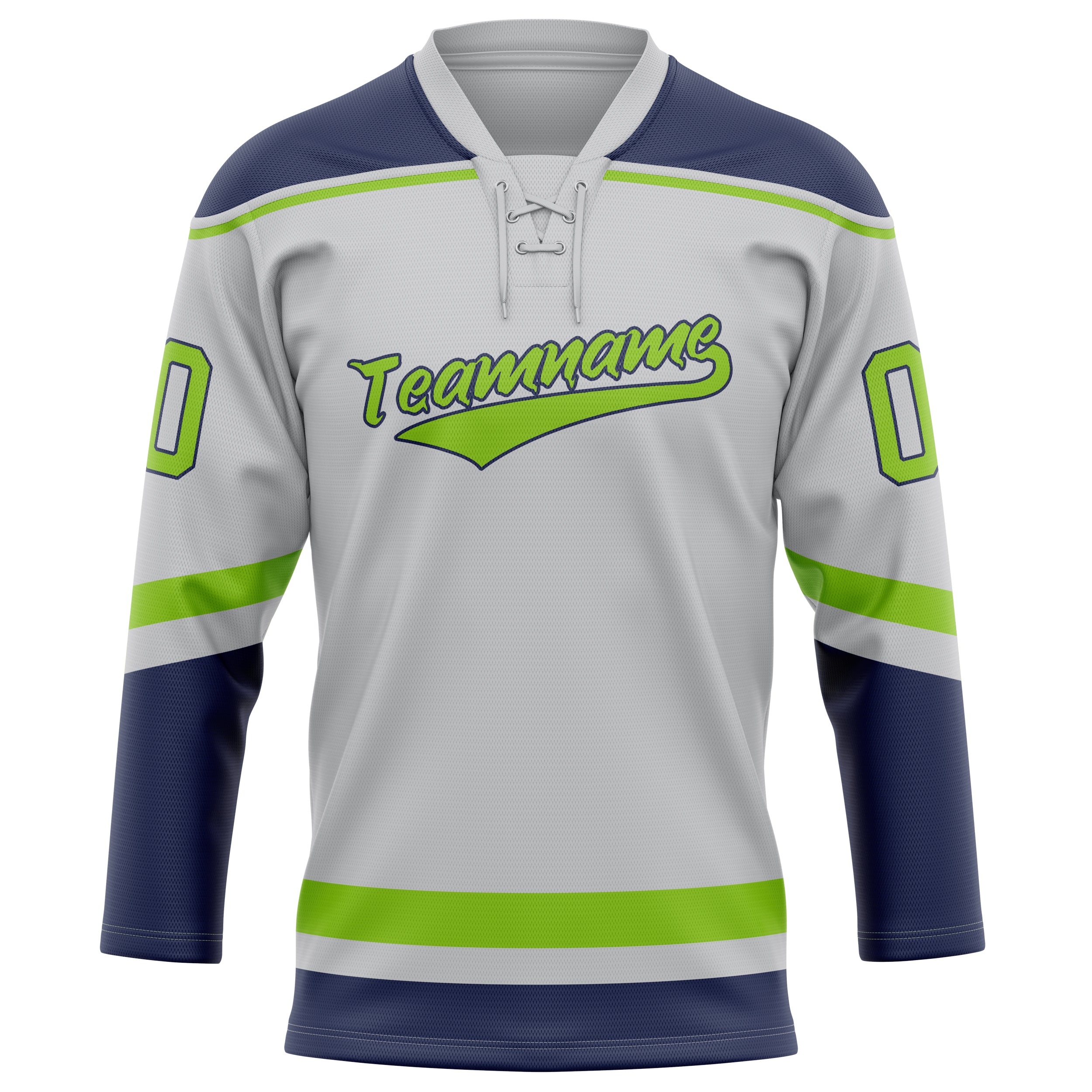 Personalized Gray & Neon Green Solid Colour Hockey Jersey