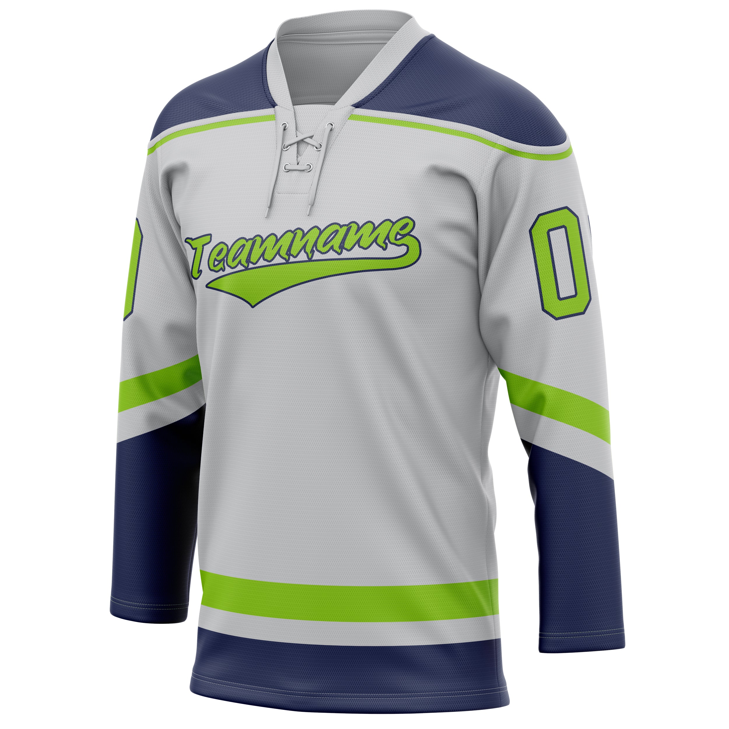 Personalized Gray & Neon Green Solid Colour Hockey Jersey