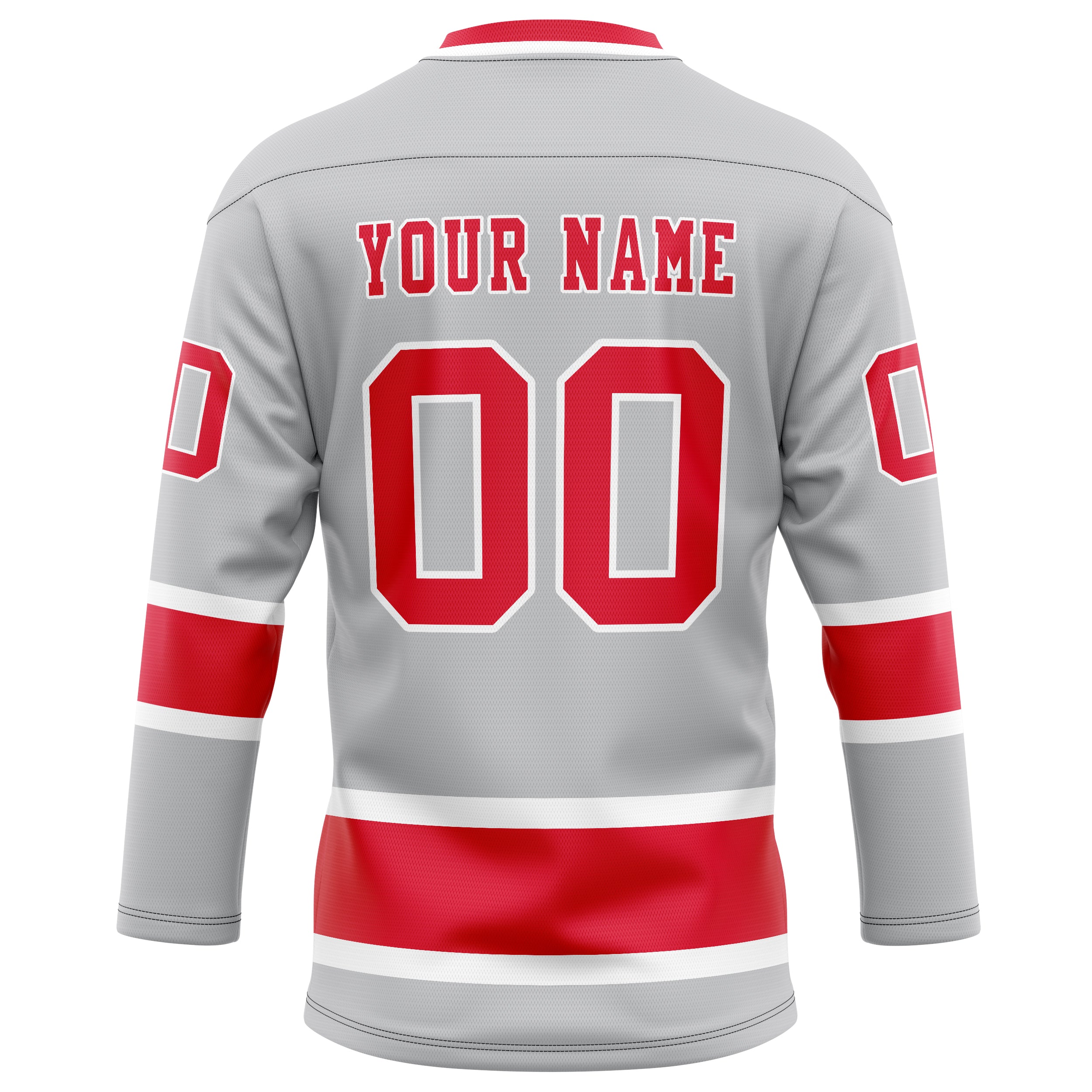 Personalized Gray & Red Solid Colour Hockey Jersey