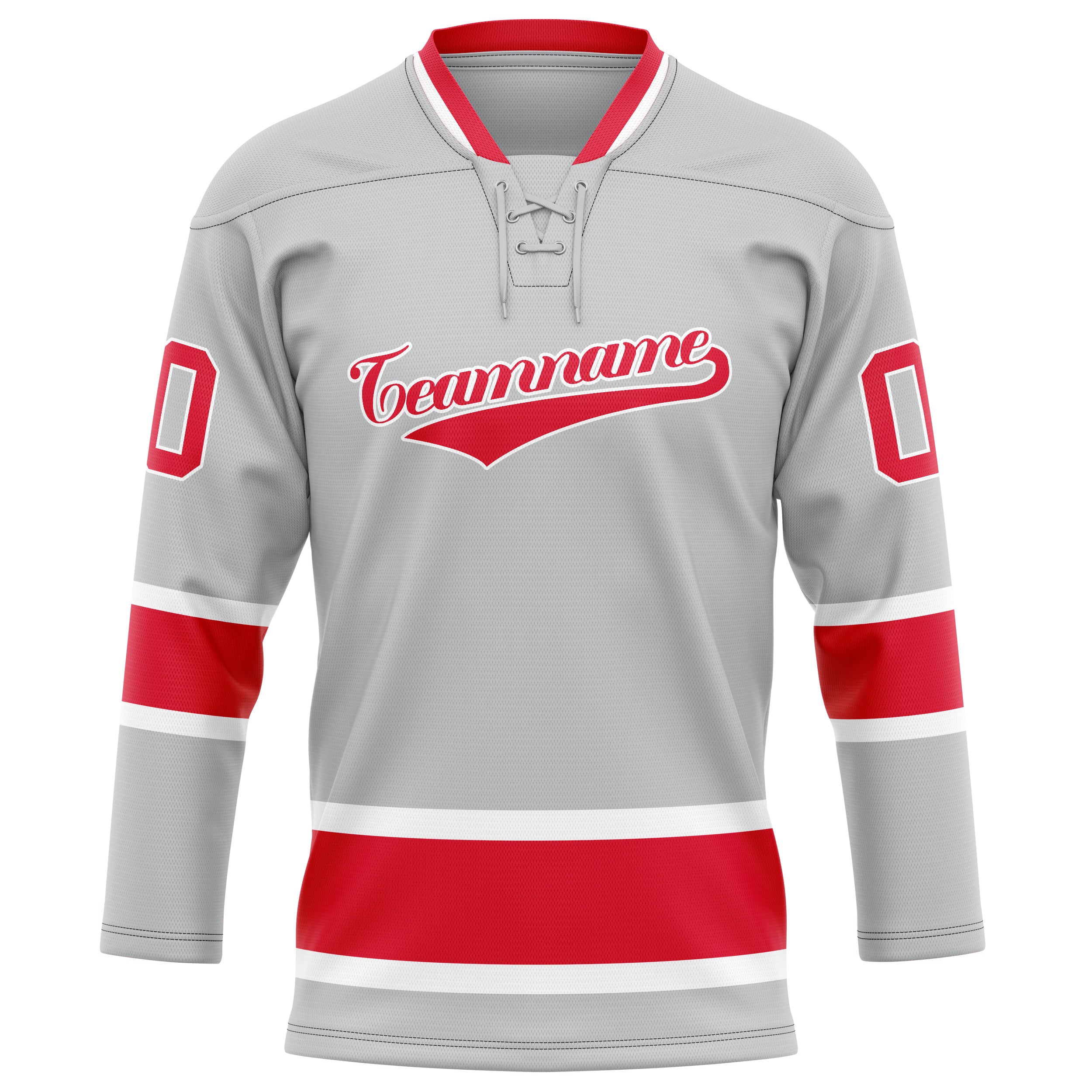 Personalized Gray & Red Solid Colour Hockey Jersey