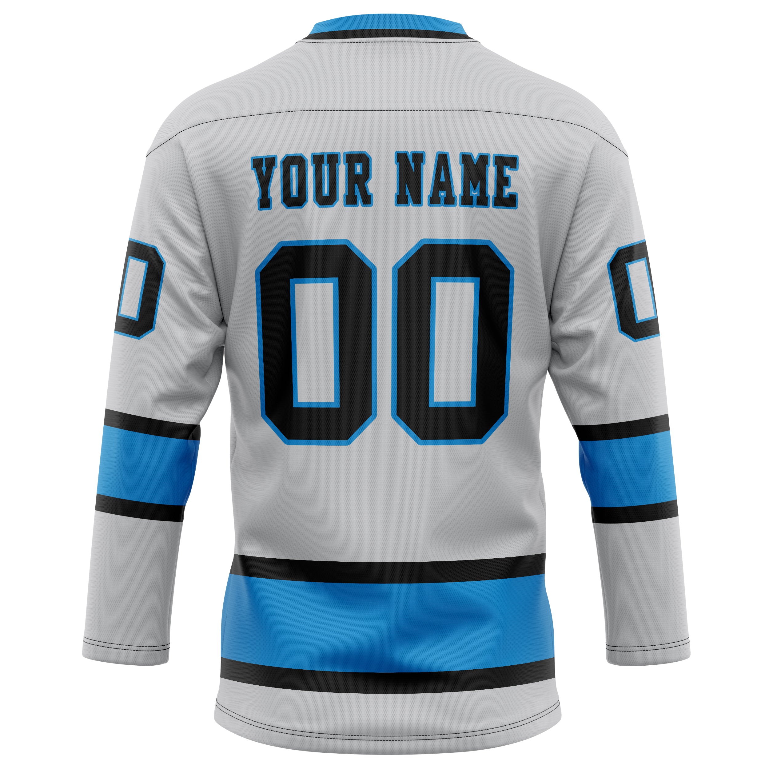 Personalized Gray & Blue Solid Colour Hockey Jersey