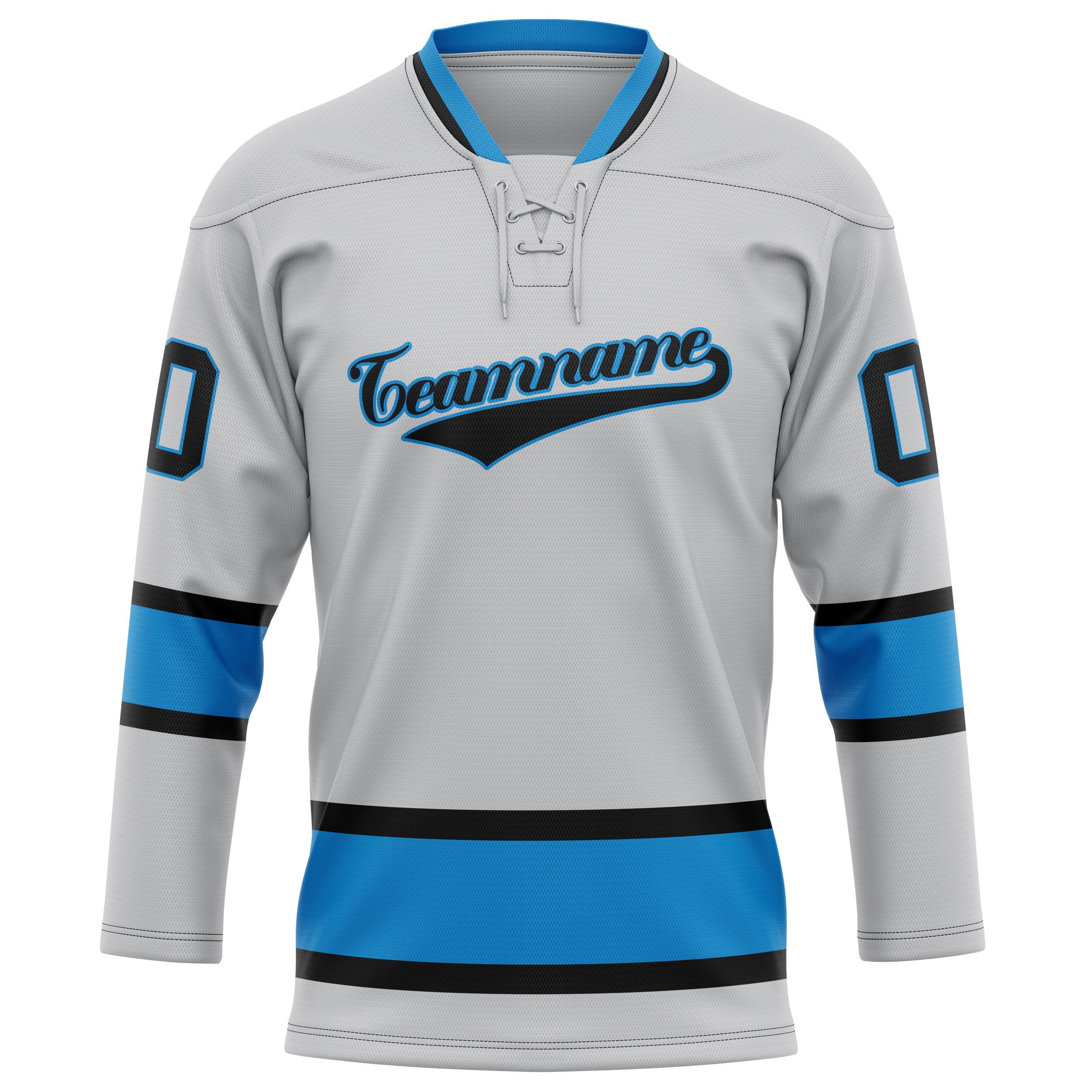 Personalized Gray & Blue Solid Colour Hockey Jersey