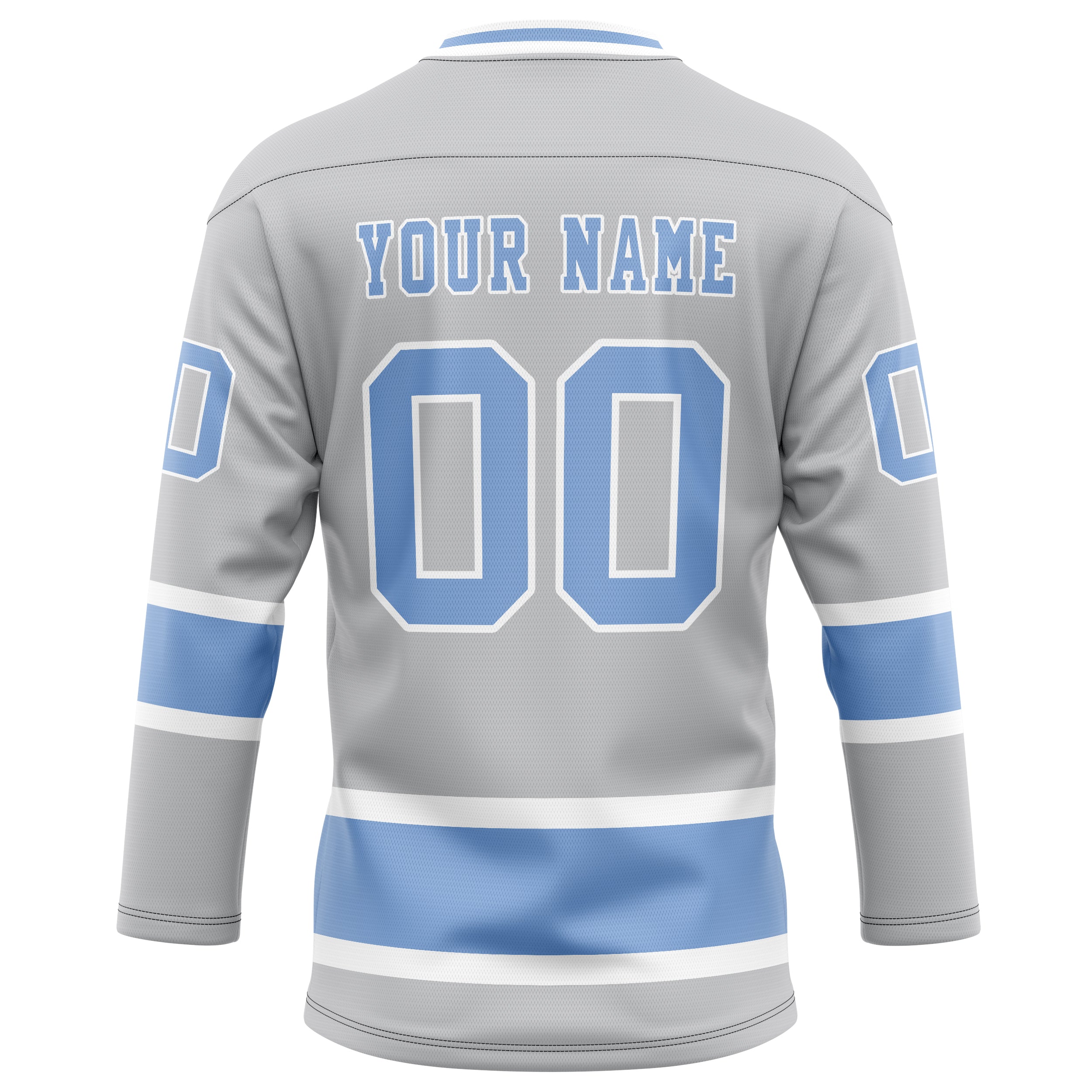 Personalized Gray & Light Blue Solid Colour Hockey Jersey