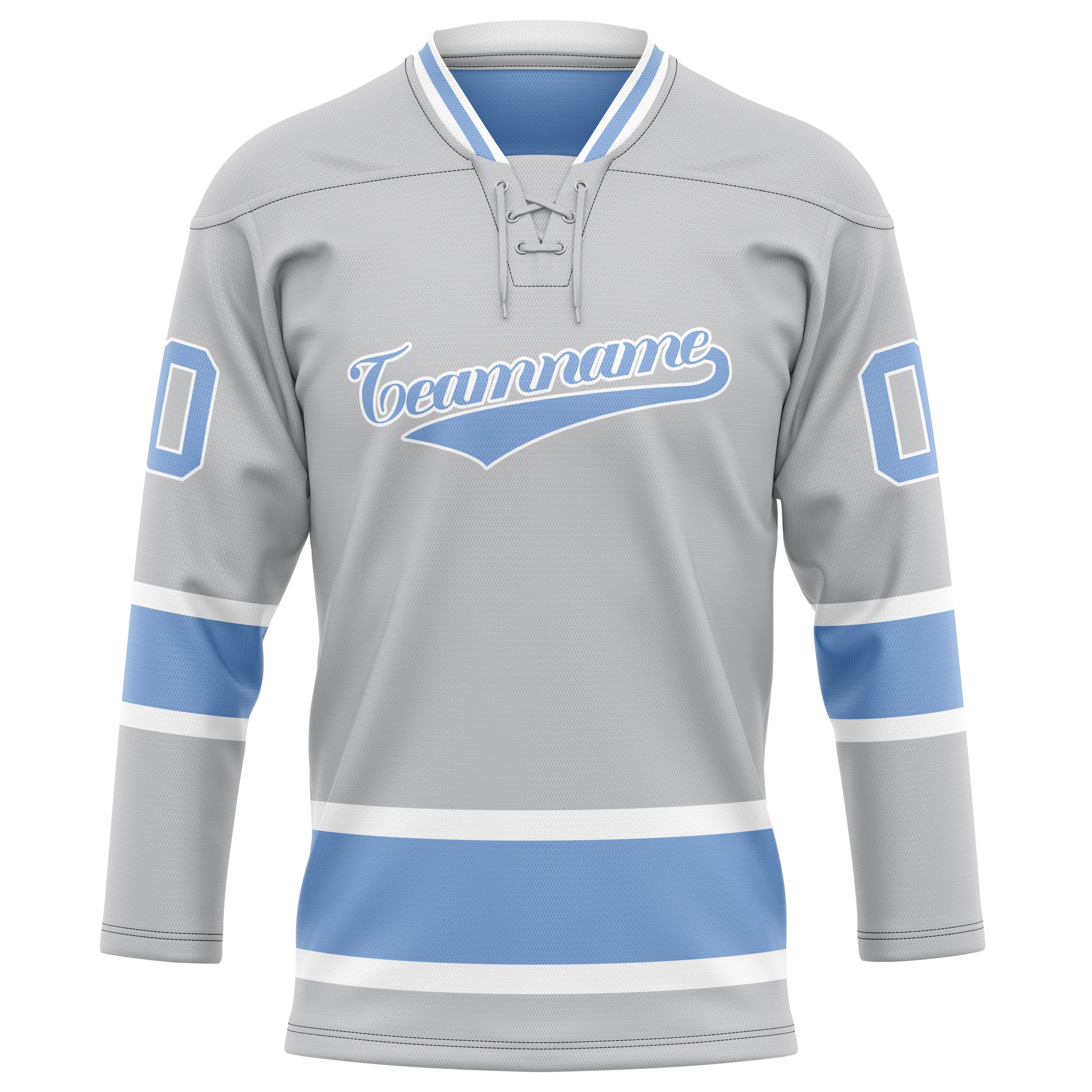Personalized Gray & Light Blue Solid Colour Hockey Jersey