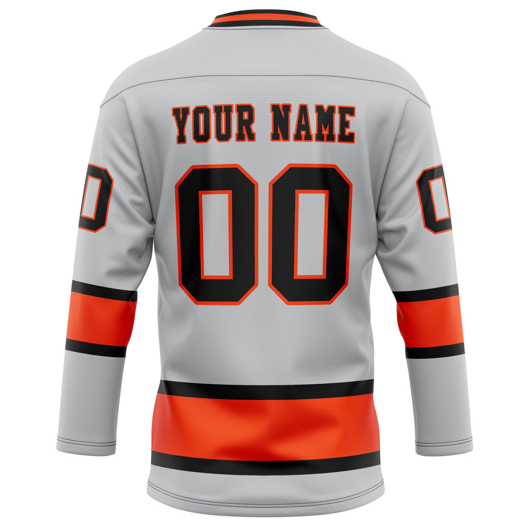 Personalized Gray & Red Solid Colour Hockey Jersey