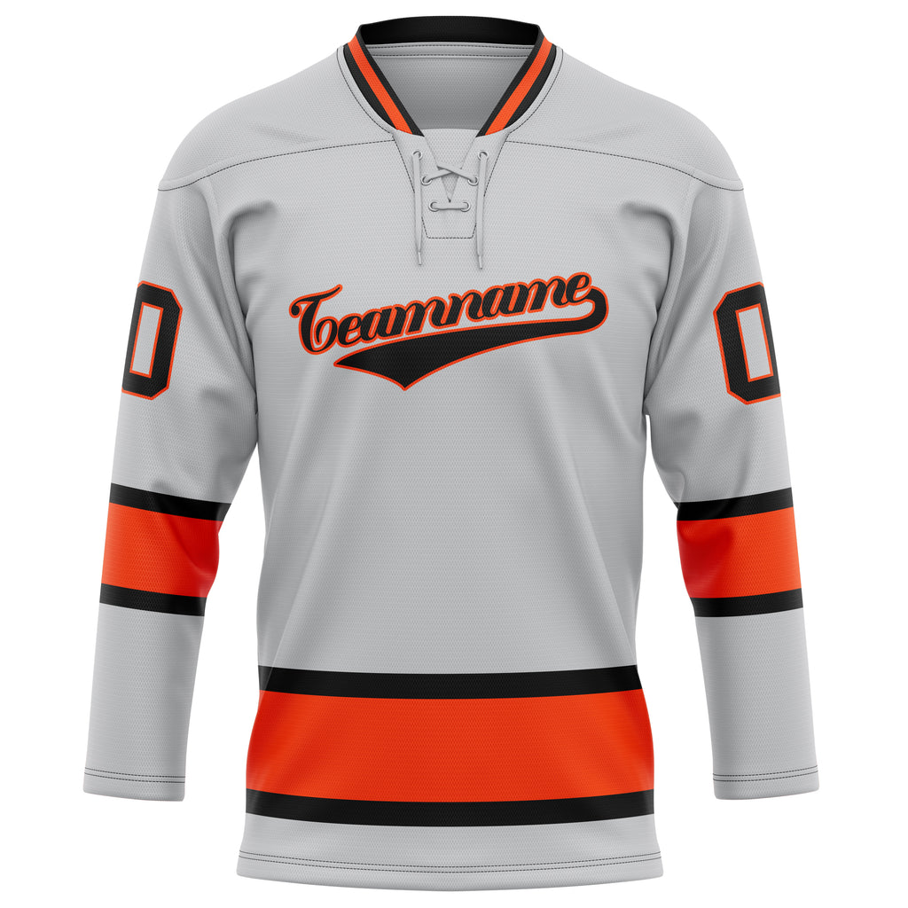 Personalized Gray & Red Solid Colour Hockey Jersey