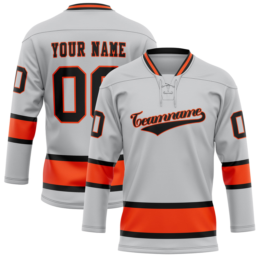 Personalized Gray & Red Solid Colour Hockey Jersey