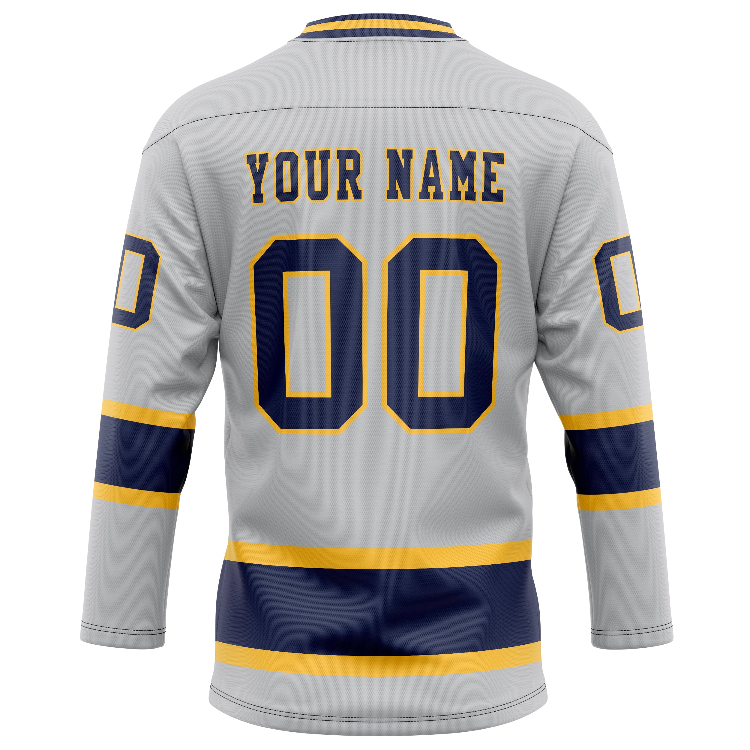 Personalized Gray & Navy Solid Colour Hockey Jersey