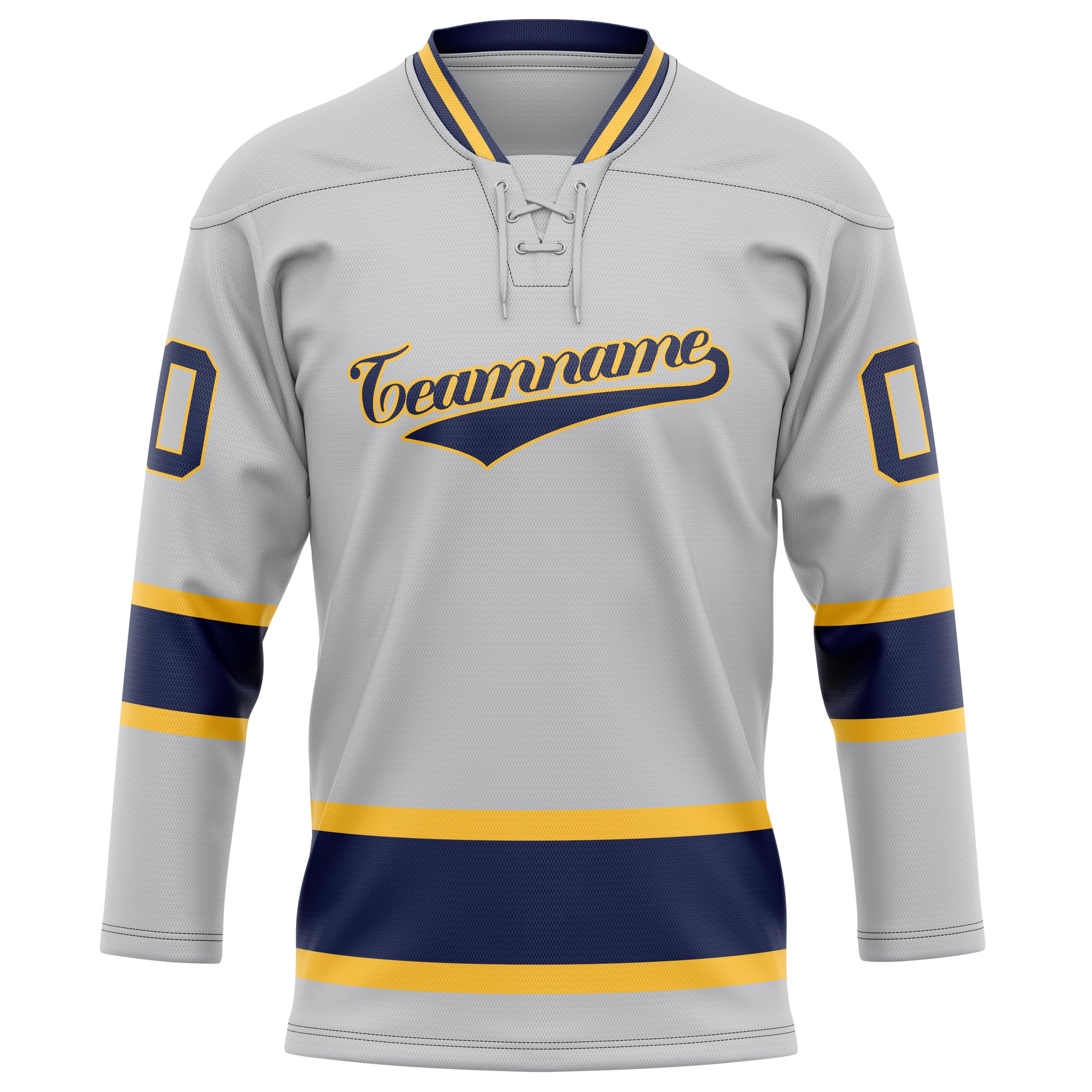 Personalized Gray & Navy Solid Colour Hockey Jersey