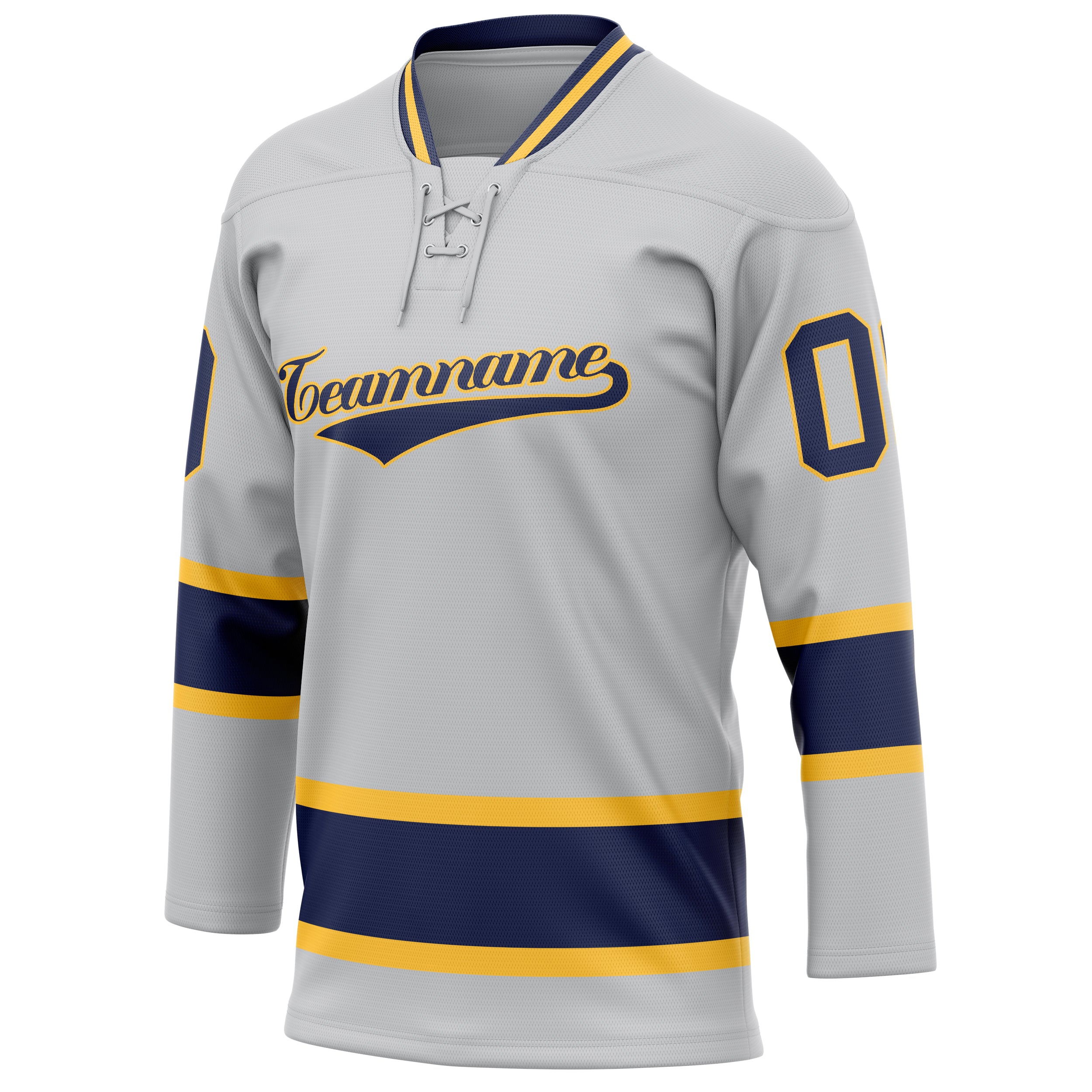 Personalized Gray & Navy Solid Colour Hockey Jersey