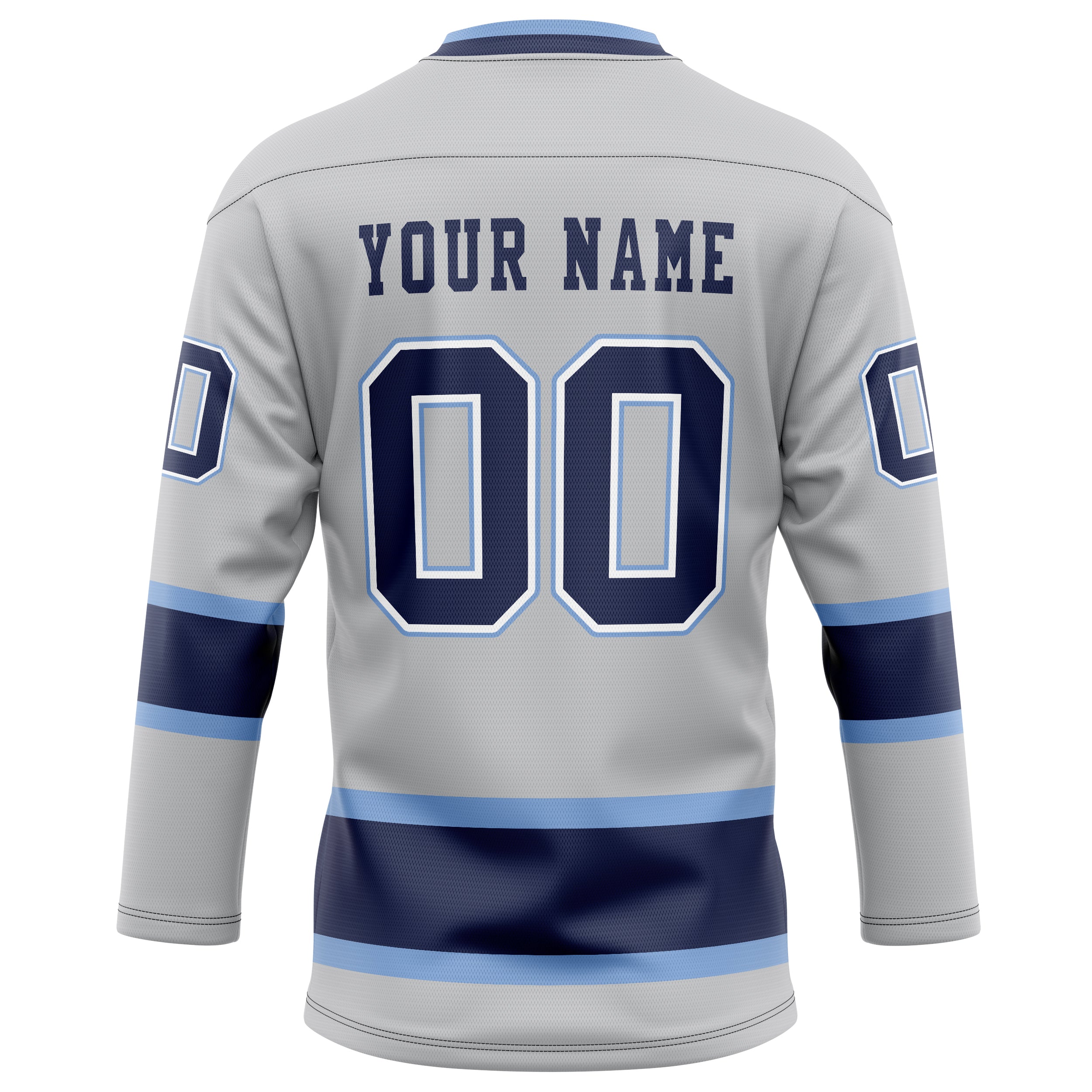 Personalized Gray & Navy Solid Colour Hockey Jersey