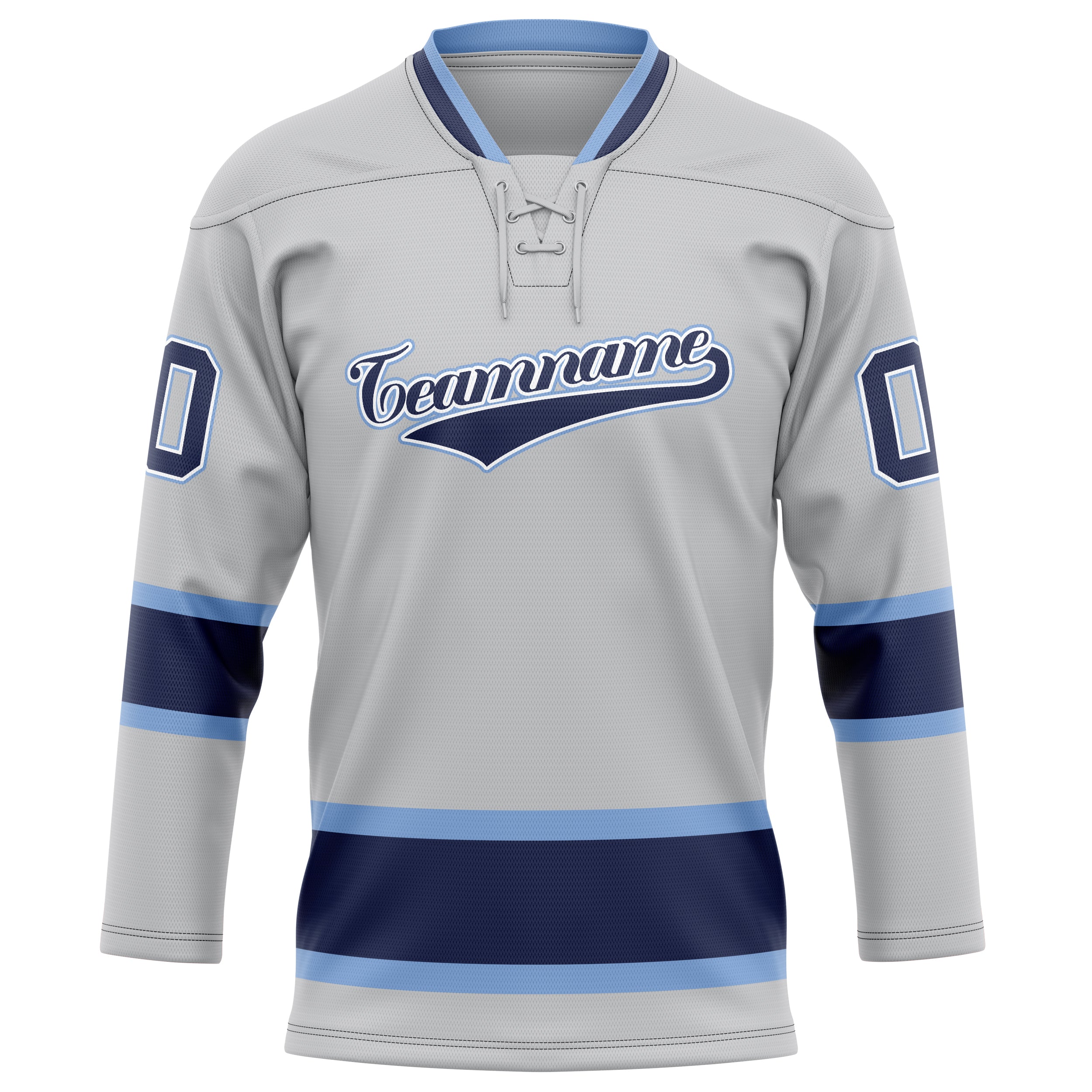 Personalized Gray & Navy Solid Colour Hockey Jersey