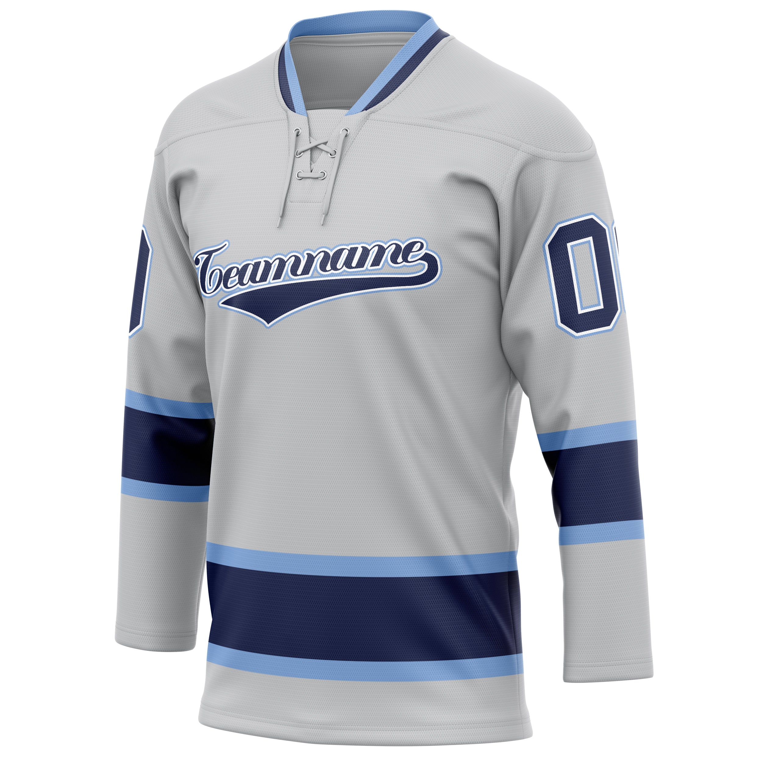 Personalized Gray & Navy Solid Colour Hockey Jersey