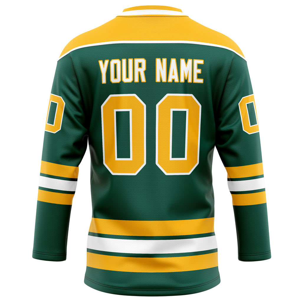 Personalized Green & Gold Solid Colour Hockey Jersey