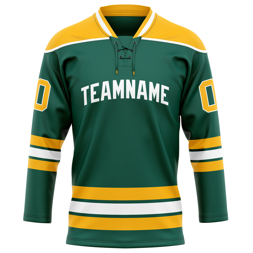 Personalized Green & Gold Solid Colour Hockey Jersey
