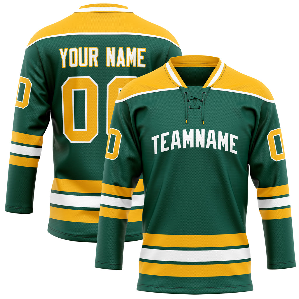 Personalized Green & Gold Solid Colour Hockey Jersey