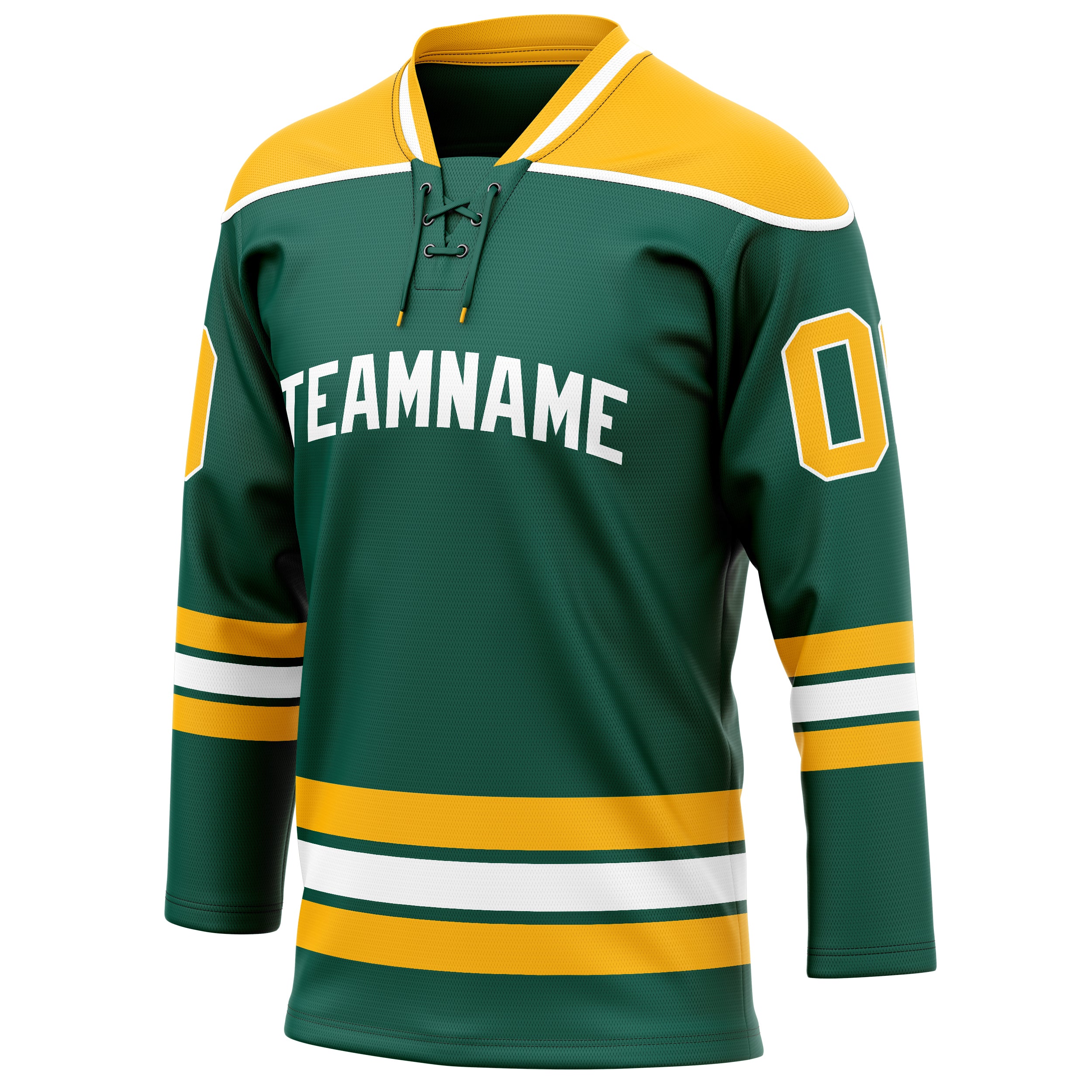 Personalized Green & Gold Solid Colour Hockey Jersey