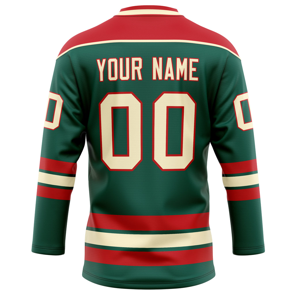 Personalized Green & Red Solid Colour Hockey Jersey