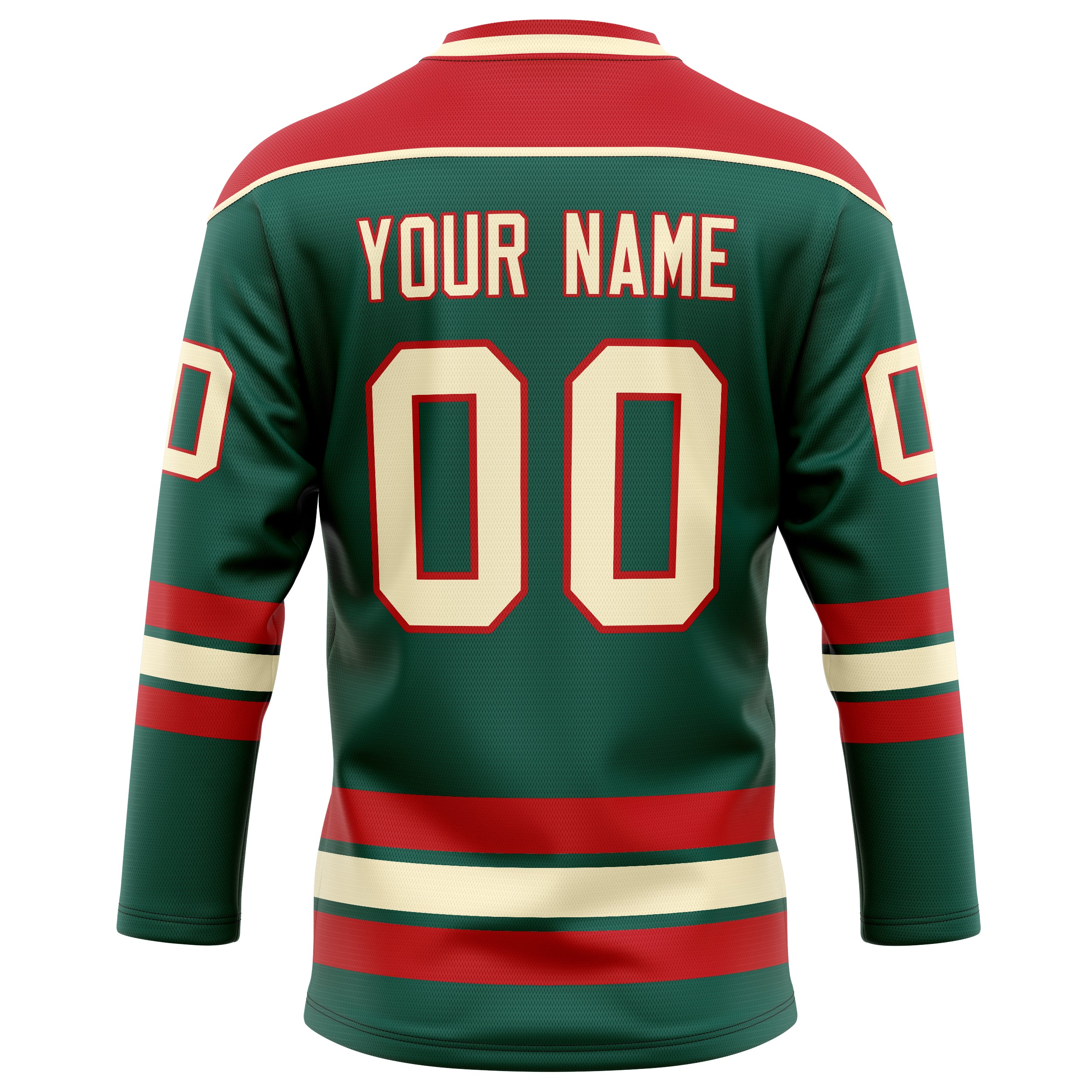 Personalized Green & Red Solid Colour Hockey Jersey