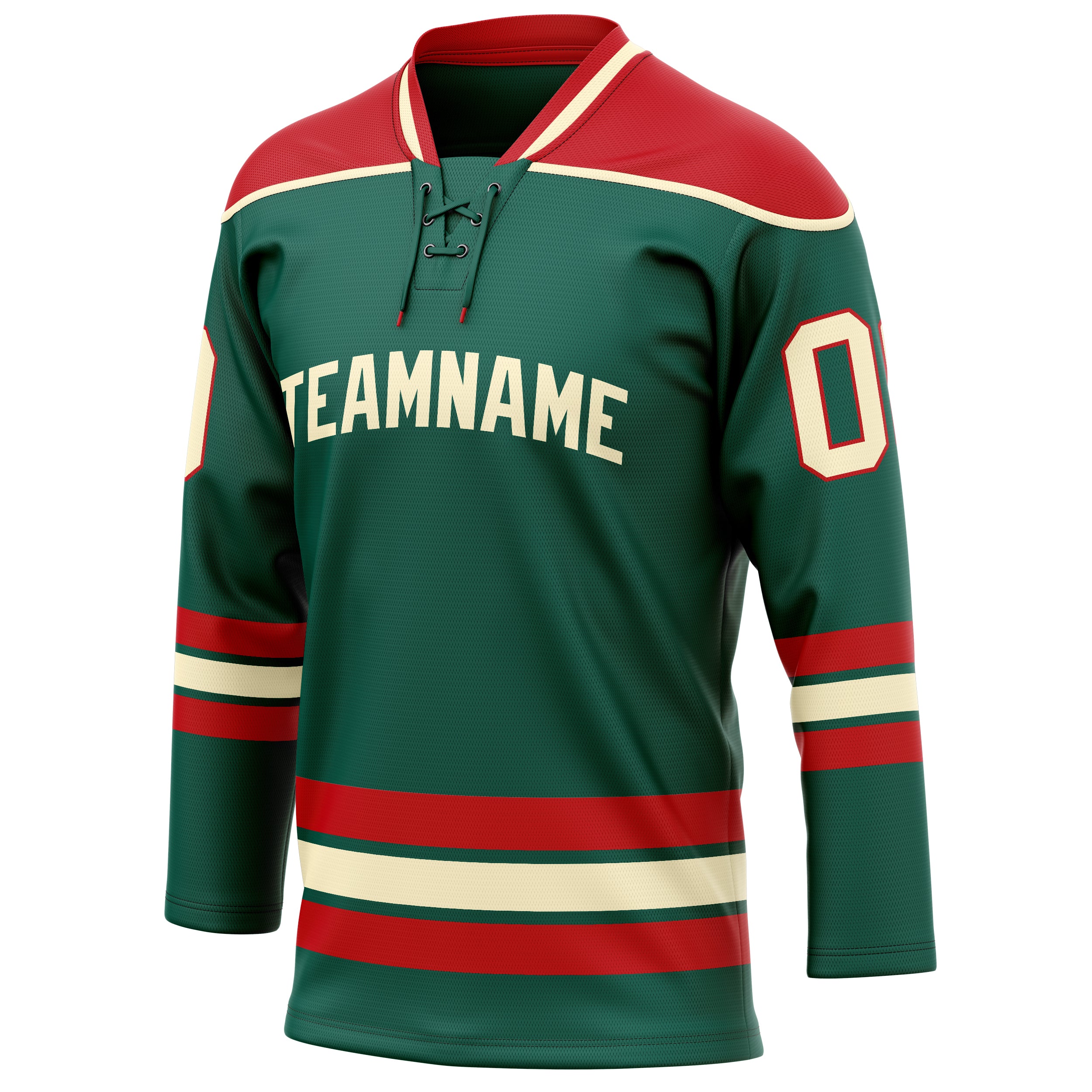 Personalized Green & Red Solid Colour Hockey Jersey