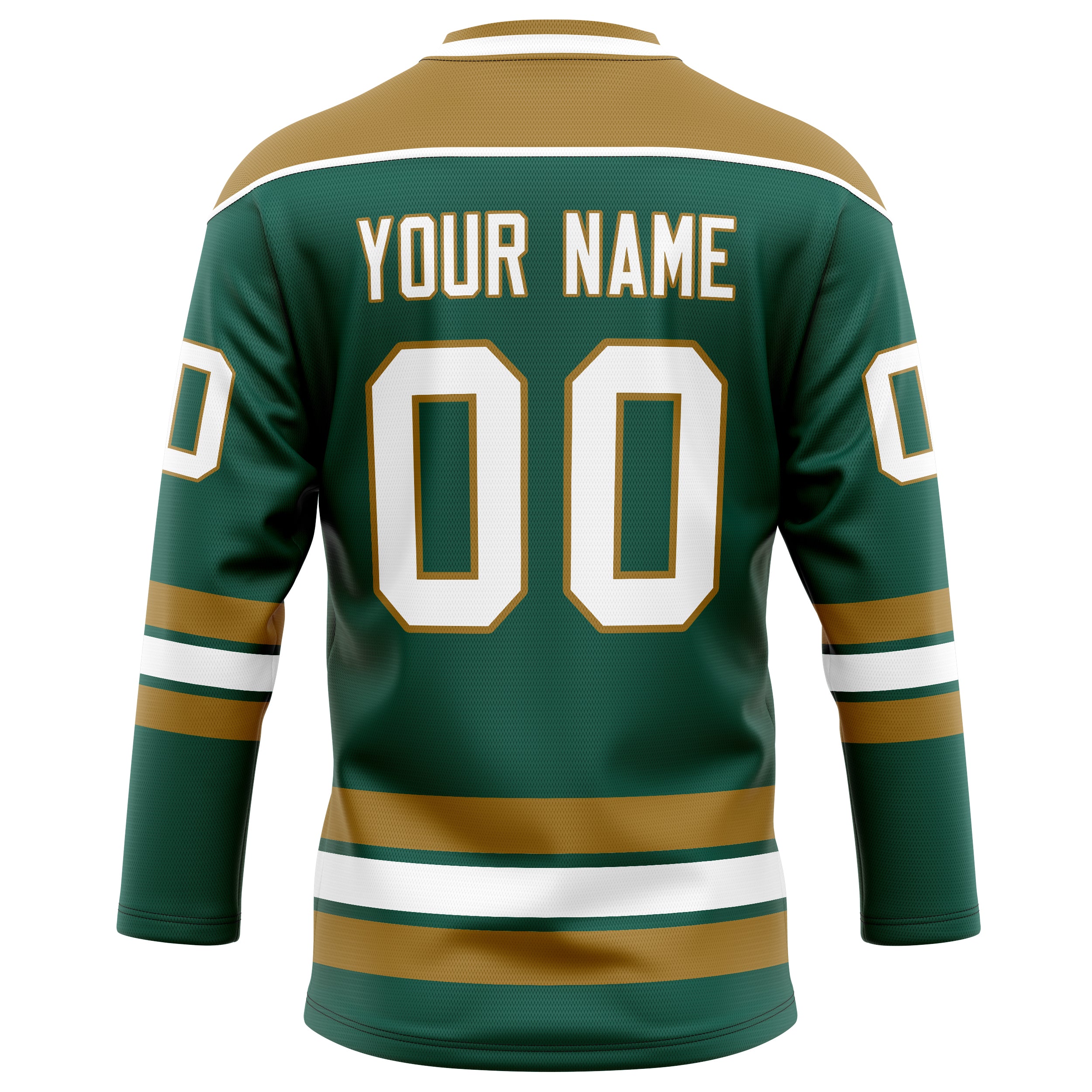 Personalized Green & Old Gold Solid Colour Hockey Jersey