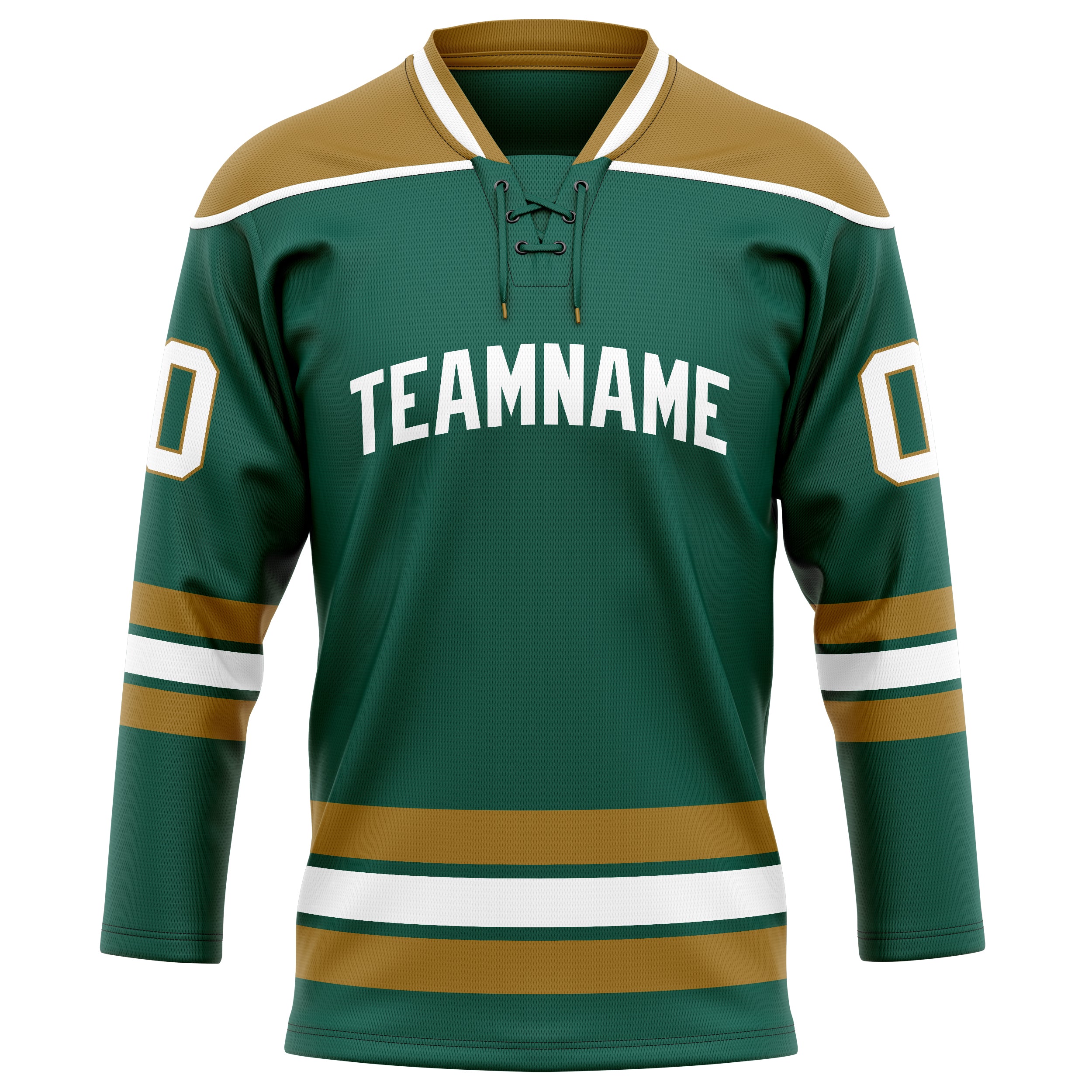 Personalized Green & Old Gold Solid Colour Hockey Jersey