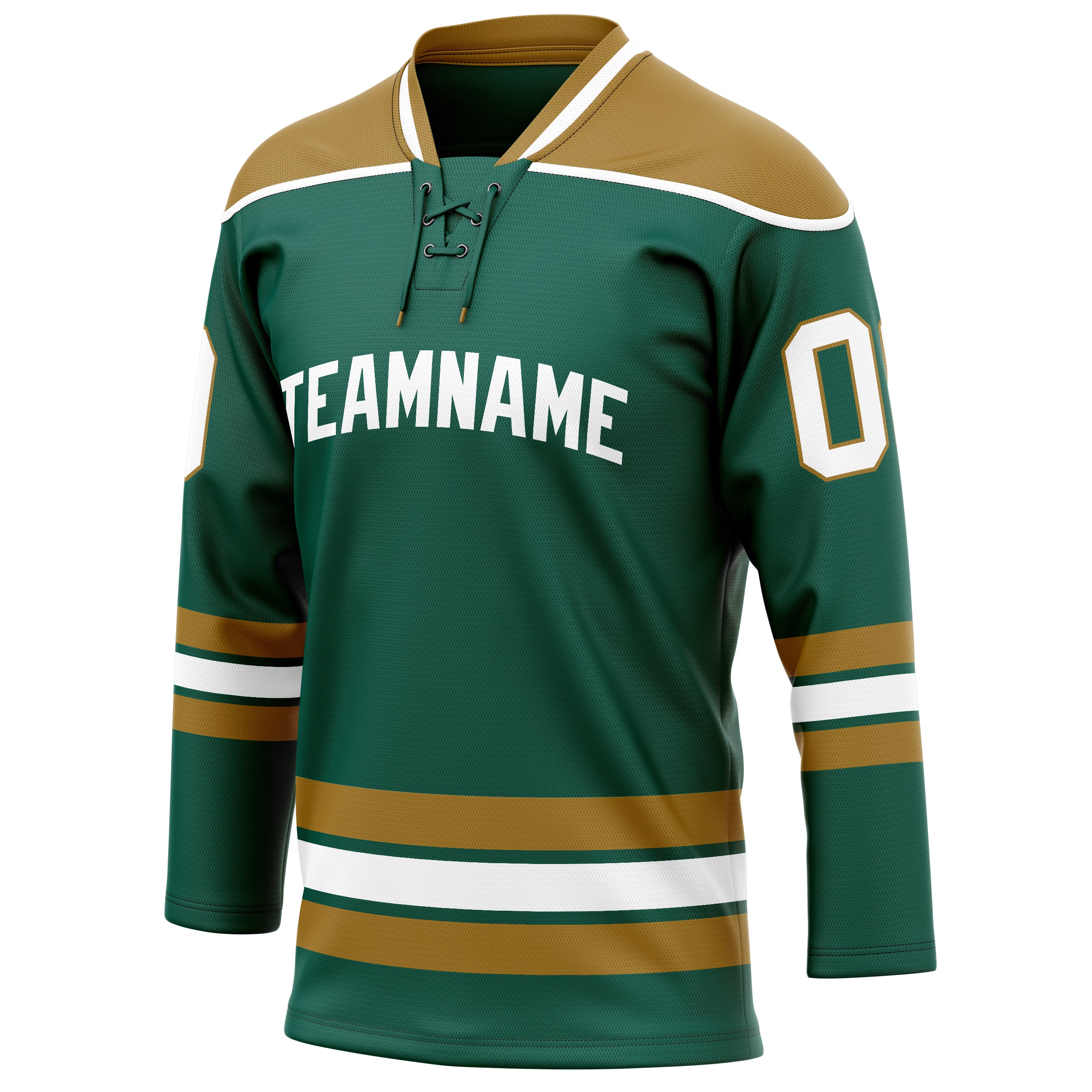 Personalized Green & Old Gold Solid Colour Hockey Jersey