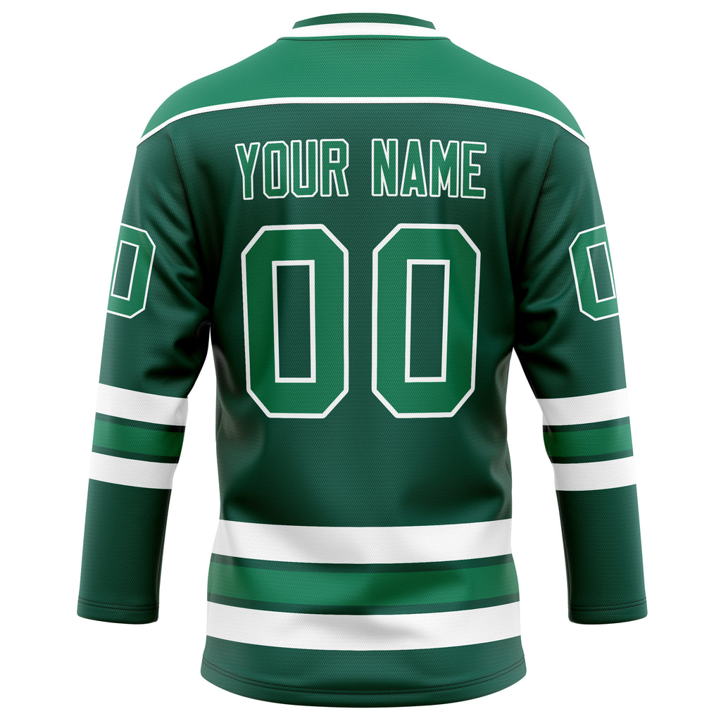 Personalized Green & White Solid Colour Hockey Jersey